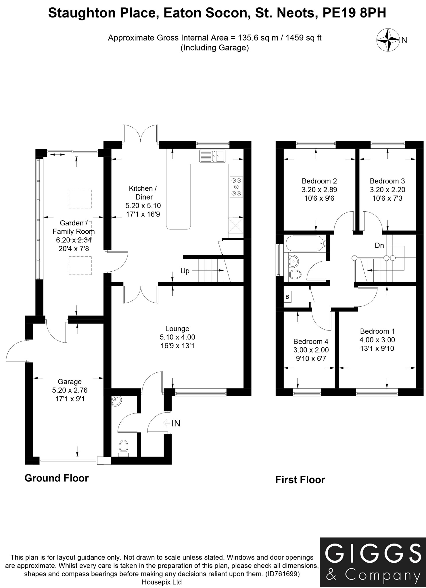 4 bed detached house for sale in Staughton Place, St Neots - Property Floorplan
