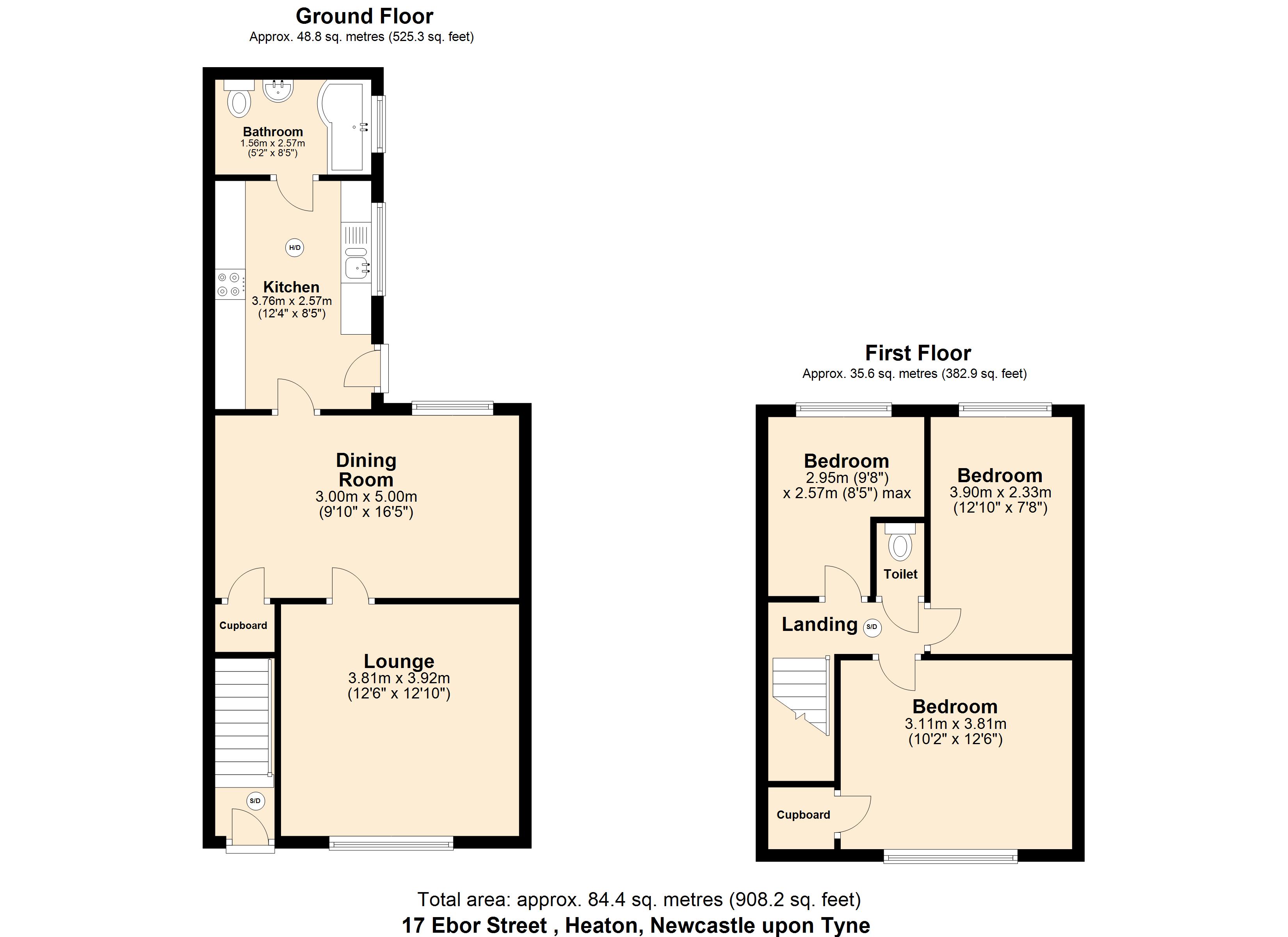 3 bed terraced house to rent in Ebor Street, Newcastle upon tyne - Property floorplan