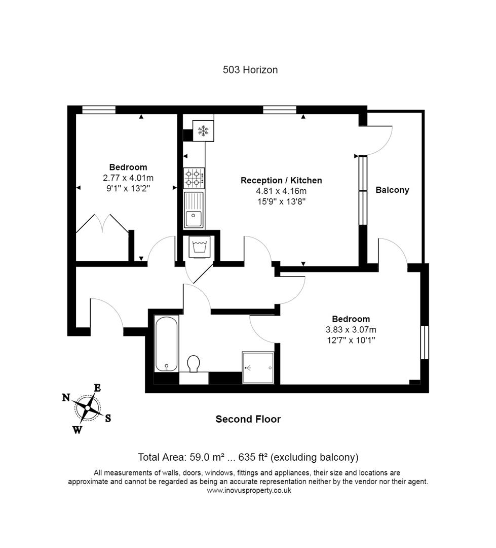 2 bed flat to rent in Horizon Broad Weir, Bristol - Property Floorplan