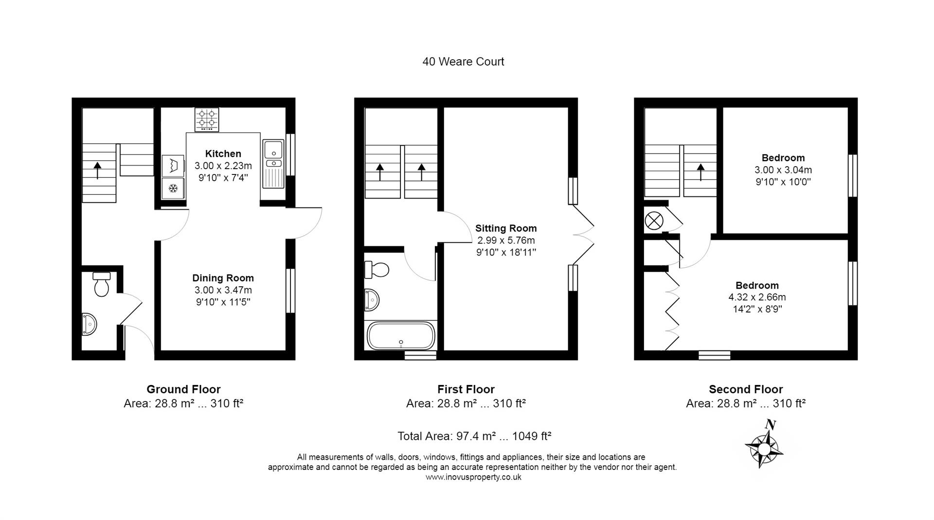 2 bed house for sale in Canada Way, Bristol - Property floorplan