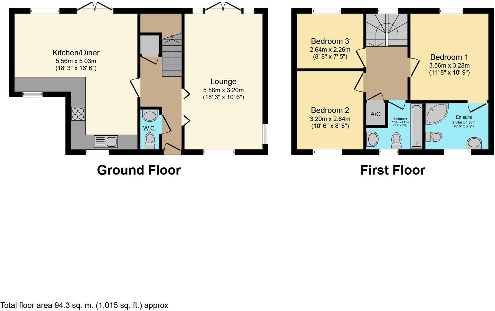 3 bed house to rent in Baron Close, Bristol - Property floorplan