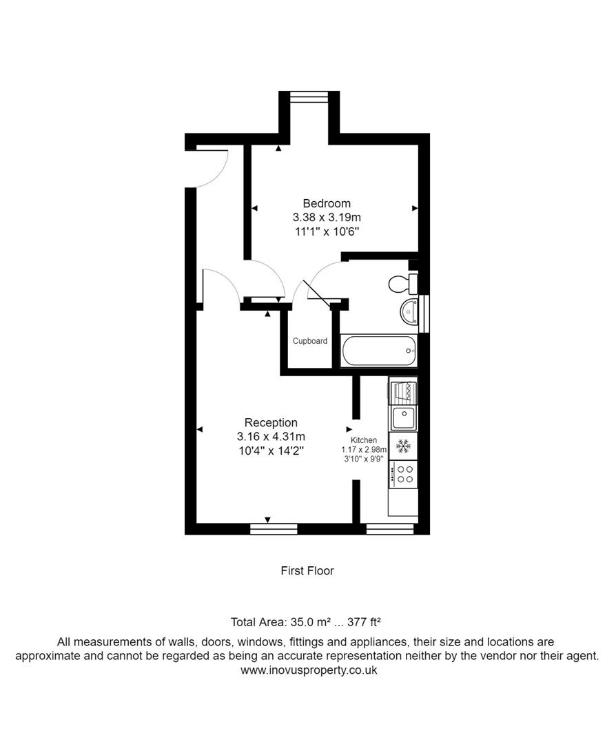 1 bed flat to rent in Park Hill, Bristol - Property floorplan