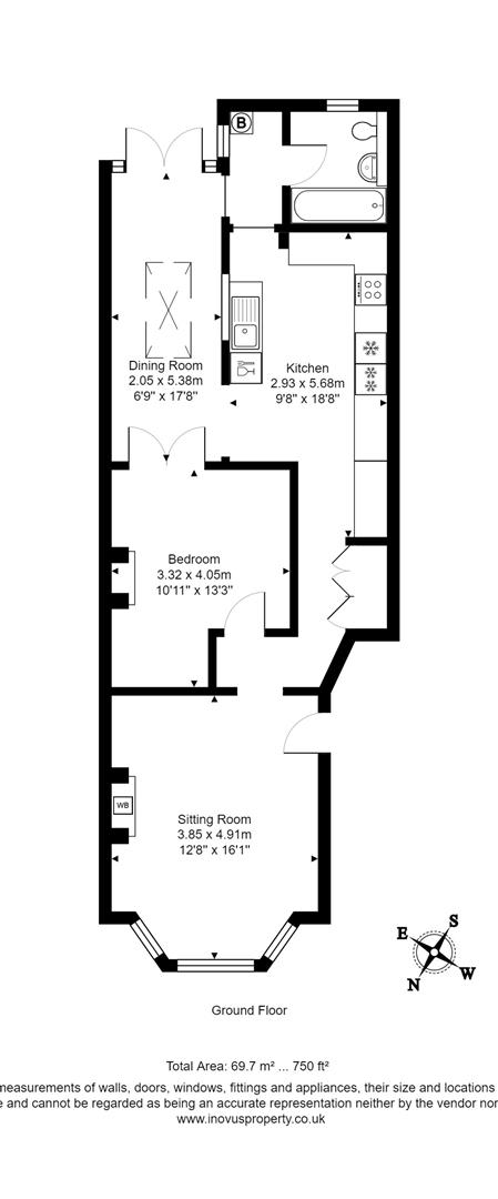 1 bed flat for sale in Kennington Avenue, Bristol - Property floorplan