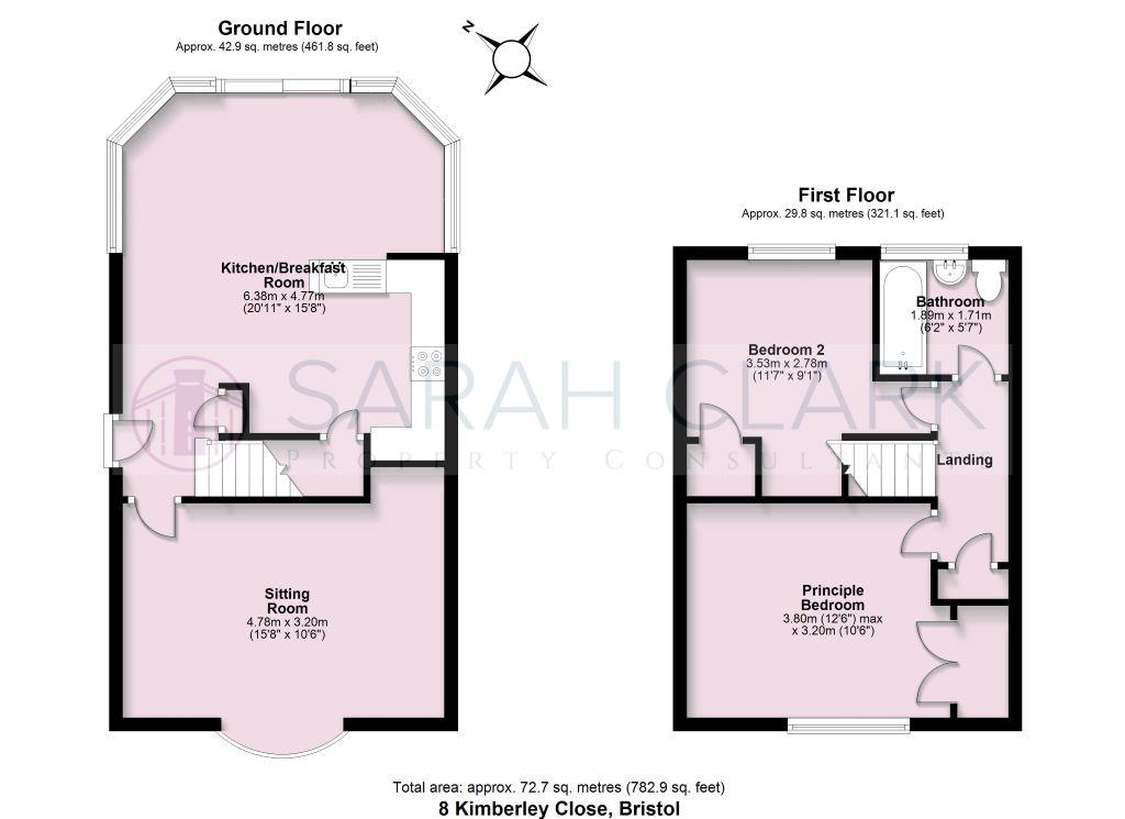 2 bed house for sale in Kimberley Close, Bristol - Property floorplan