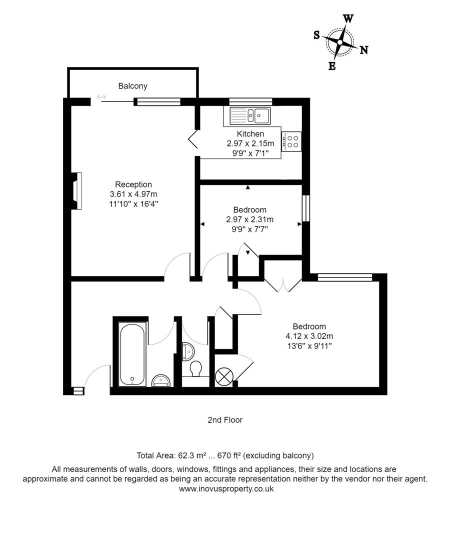 2 bed apartment for sale in Northover Close, Bristol - Property floorplan