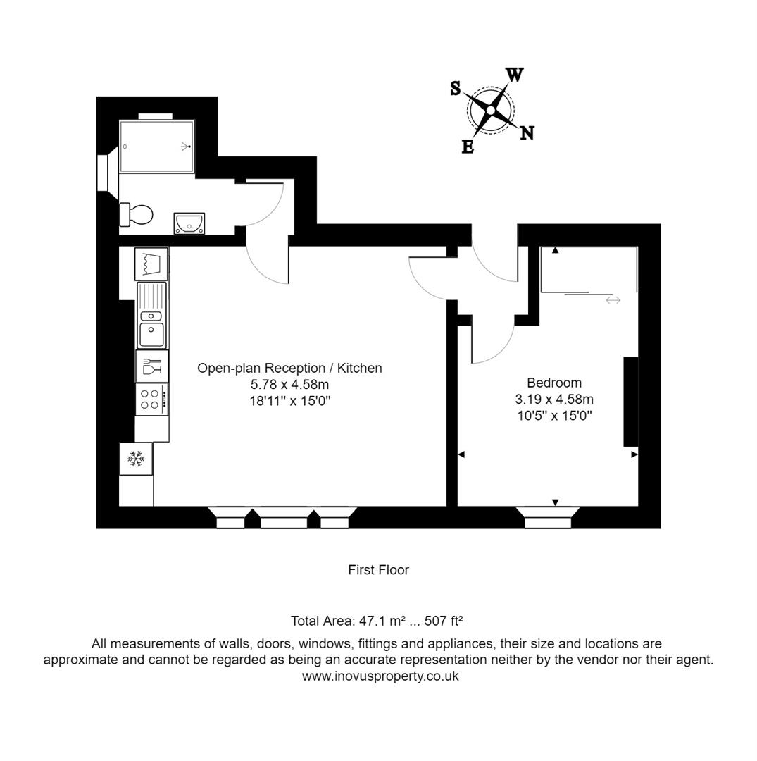 1 bed apartment for sale in Fernbank Road, Bristol - Property floorplan