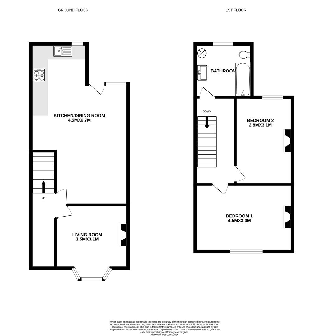 2 bed terraced house to rent in Ellicott Road, Bristol - Property floorplan