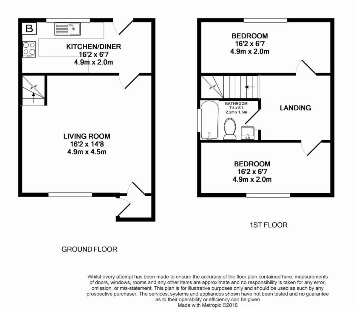 2 bed semi-detached house to rent in Scott Close, Taunton - Property floorplan