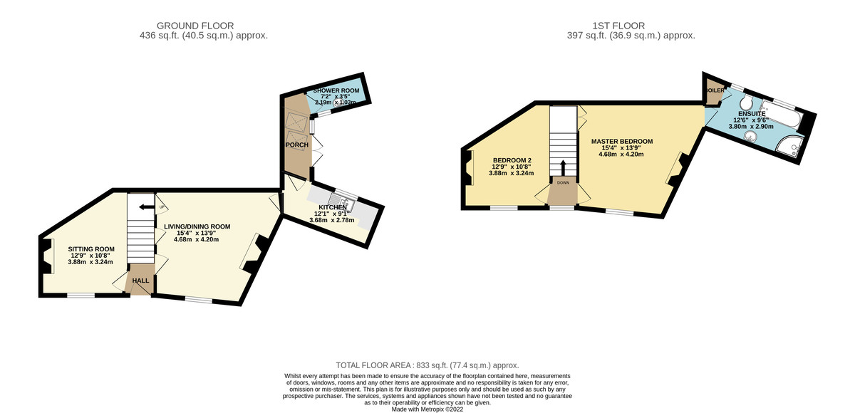 2 bed cottage to rent in Trinity Road, Taunton - Property floorplan