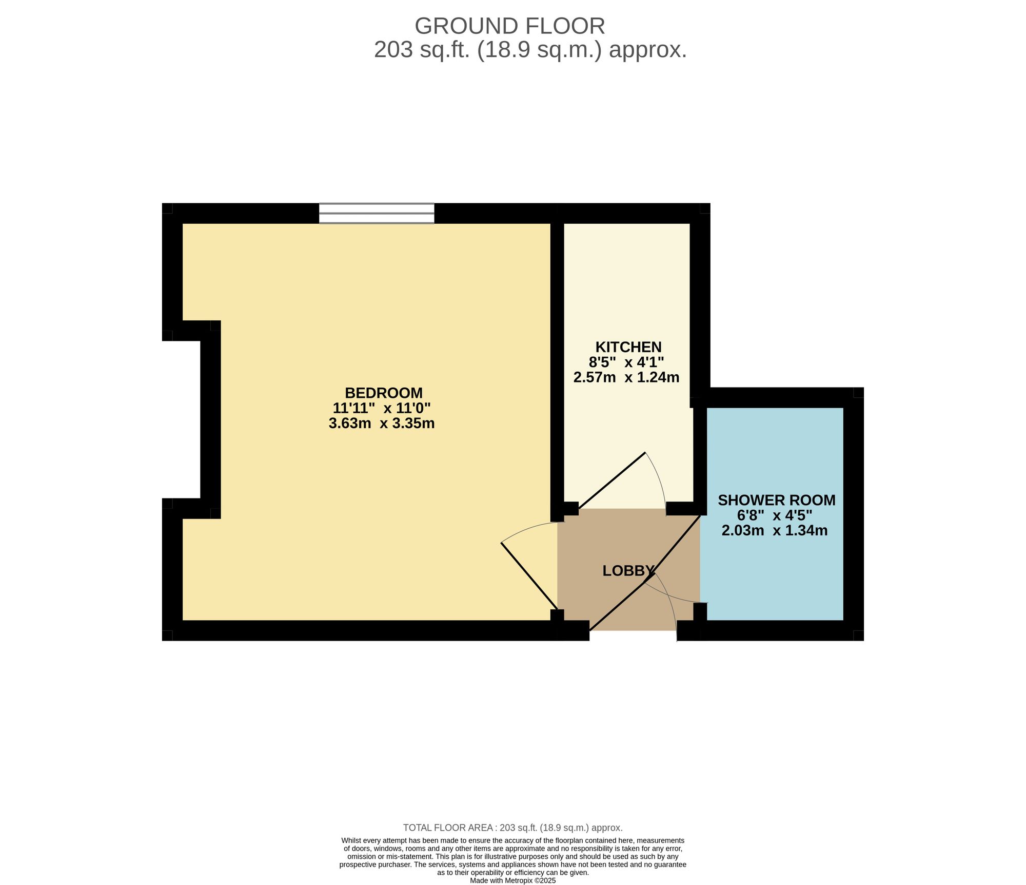 1 bed studio flat to rent in Beaufort Road, Taunton, TA1 - Property floorplan