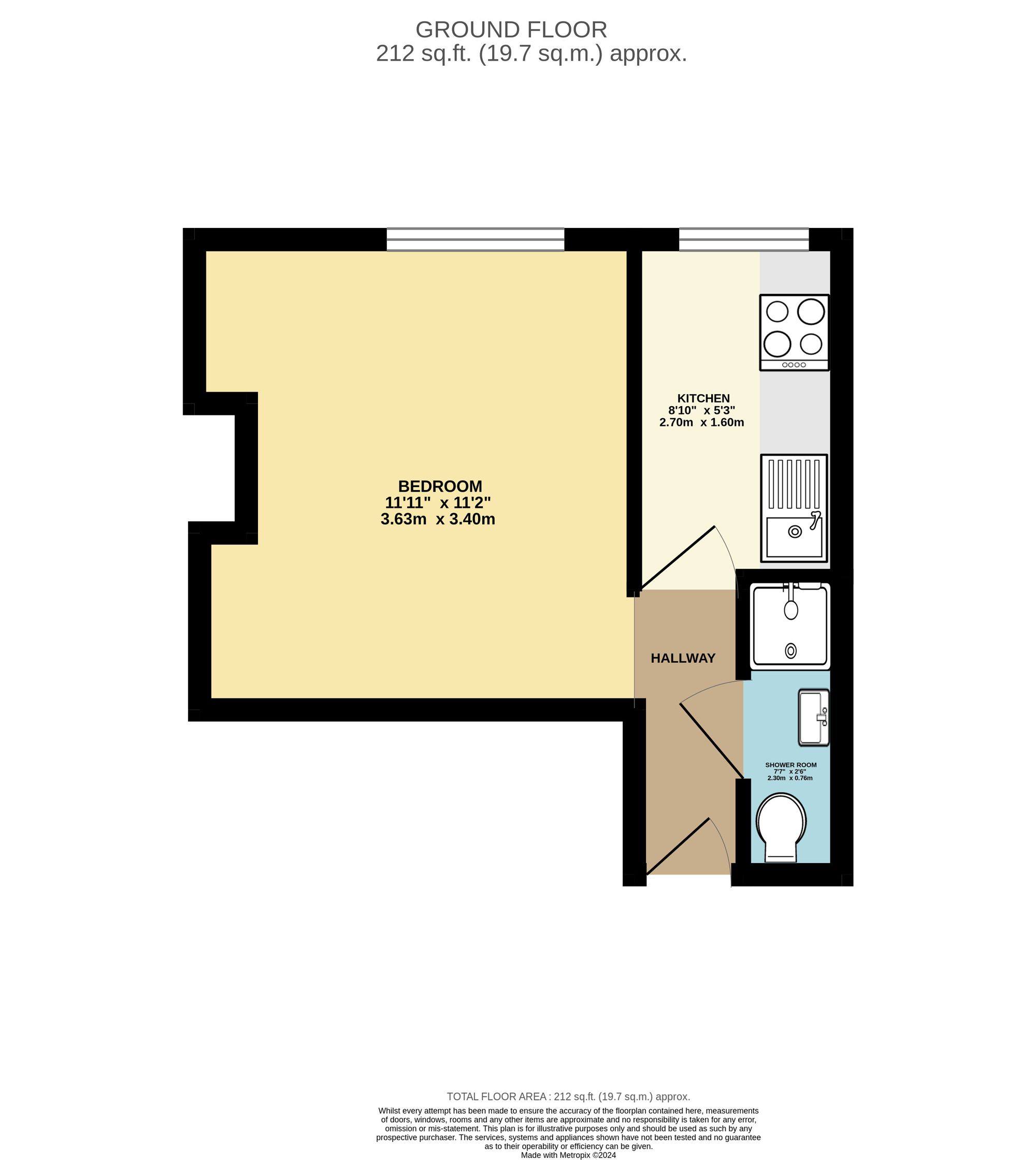 1 bed to rent in Beaufort Road, Taunton - Property floorplan