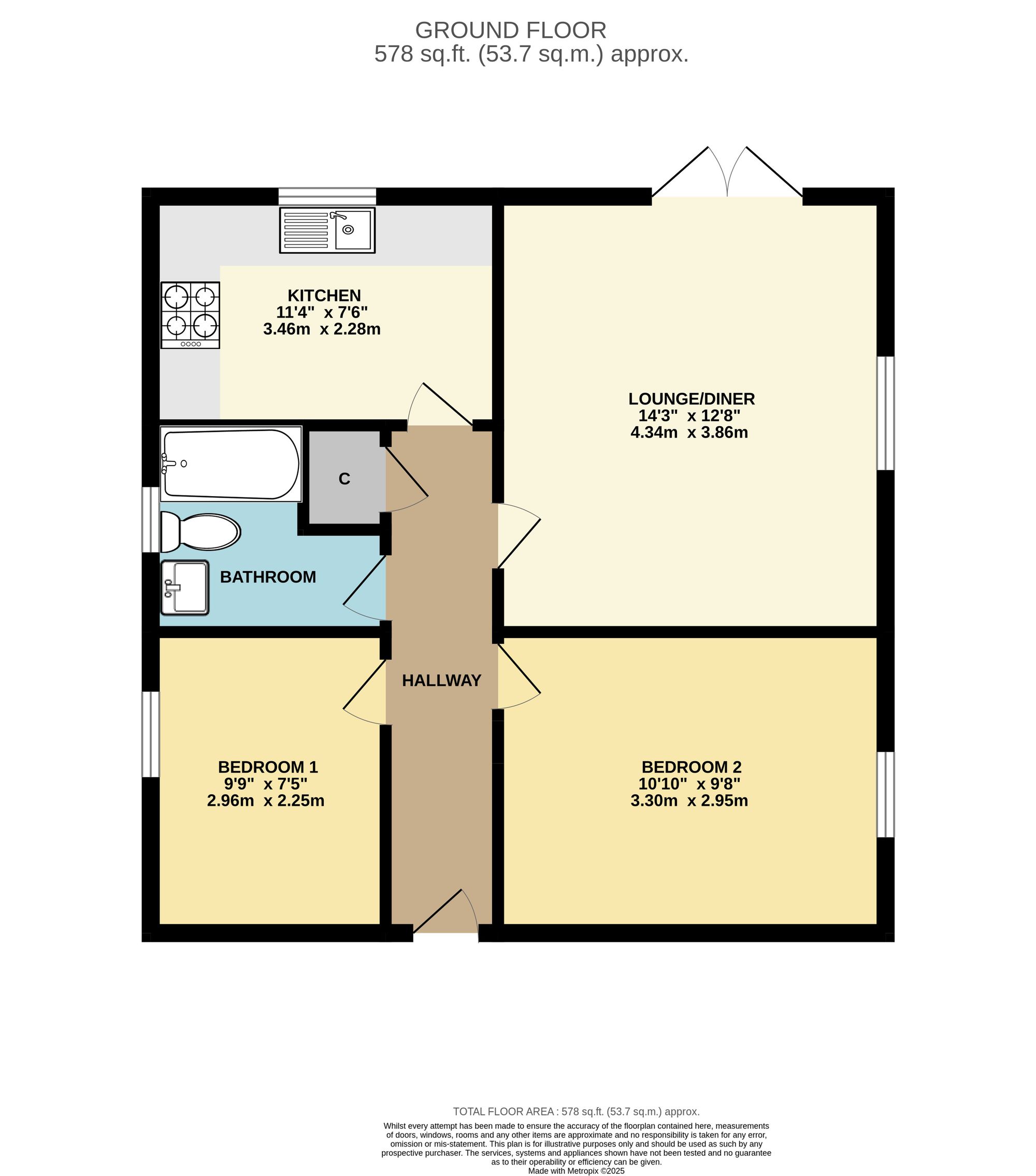 2 bed flat to rent in Queen Street, Edward House Queen Street, TA1 - Property floorplan