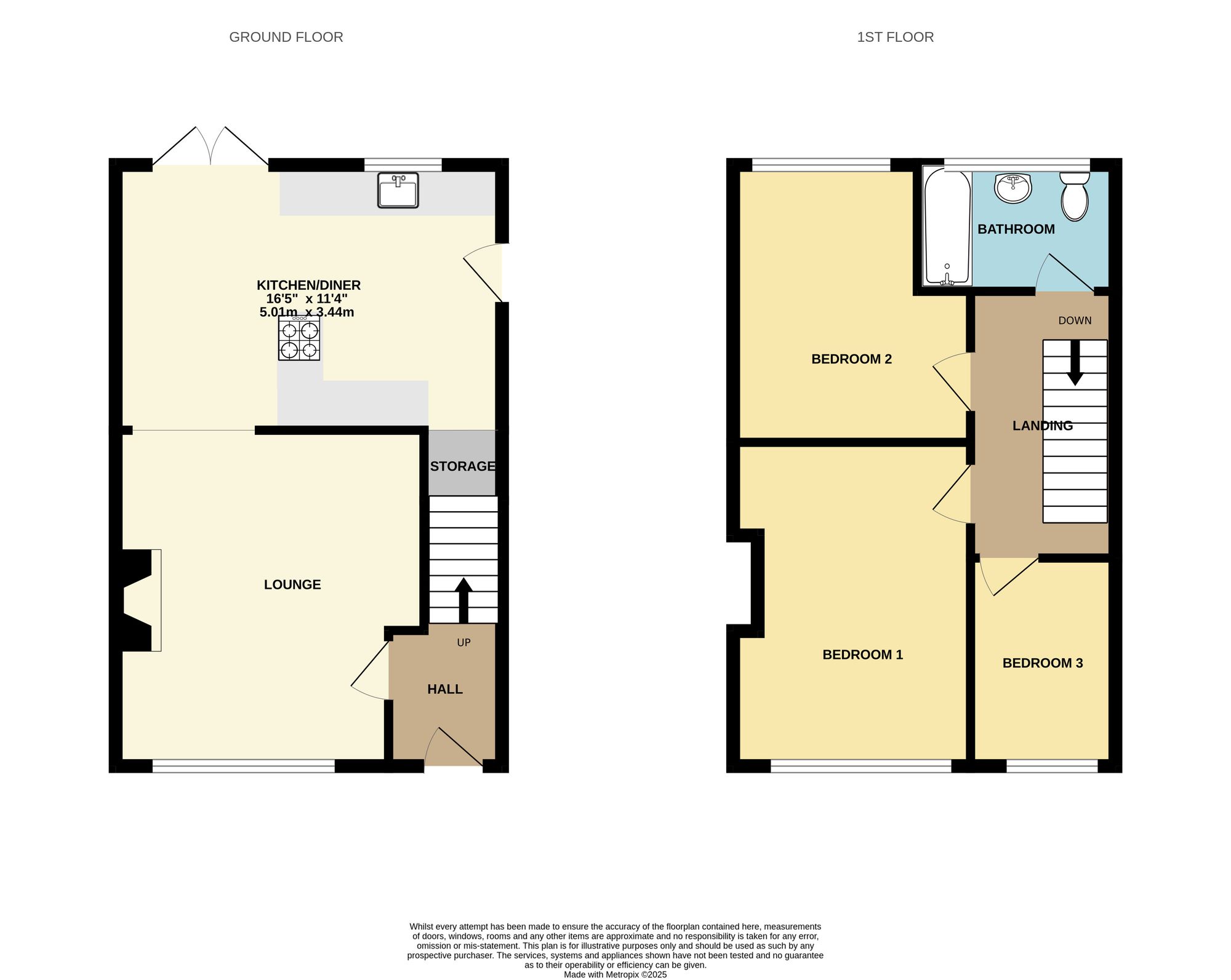 3 bed semi-detached house to rent in Roughmoor Close, Taunton - Property floorplan