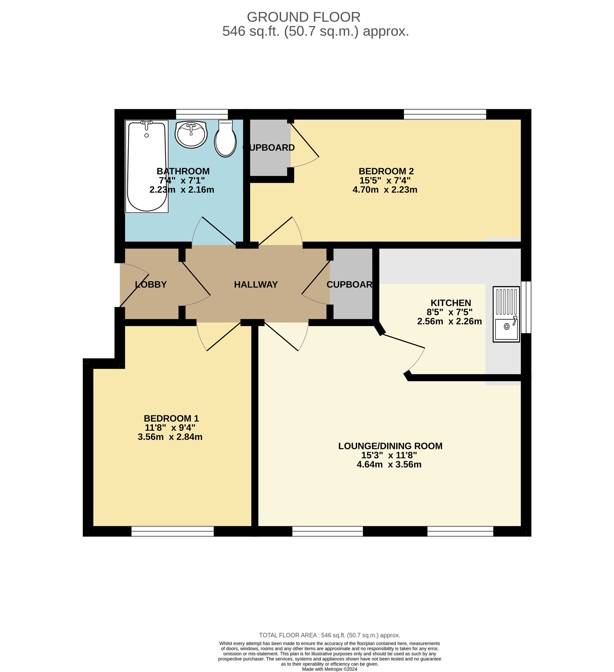 2 bed apartment to rent in Ilminster Road, Taunton - Property floorplan