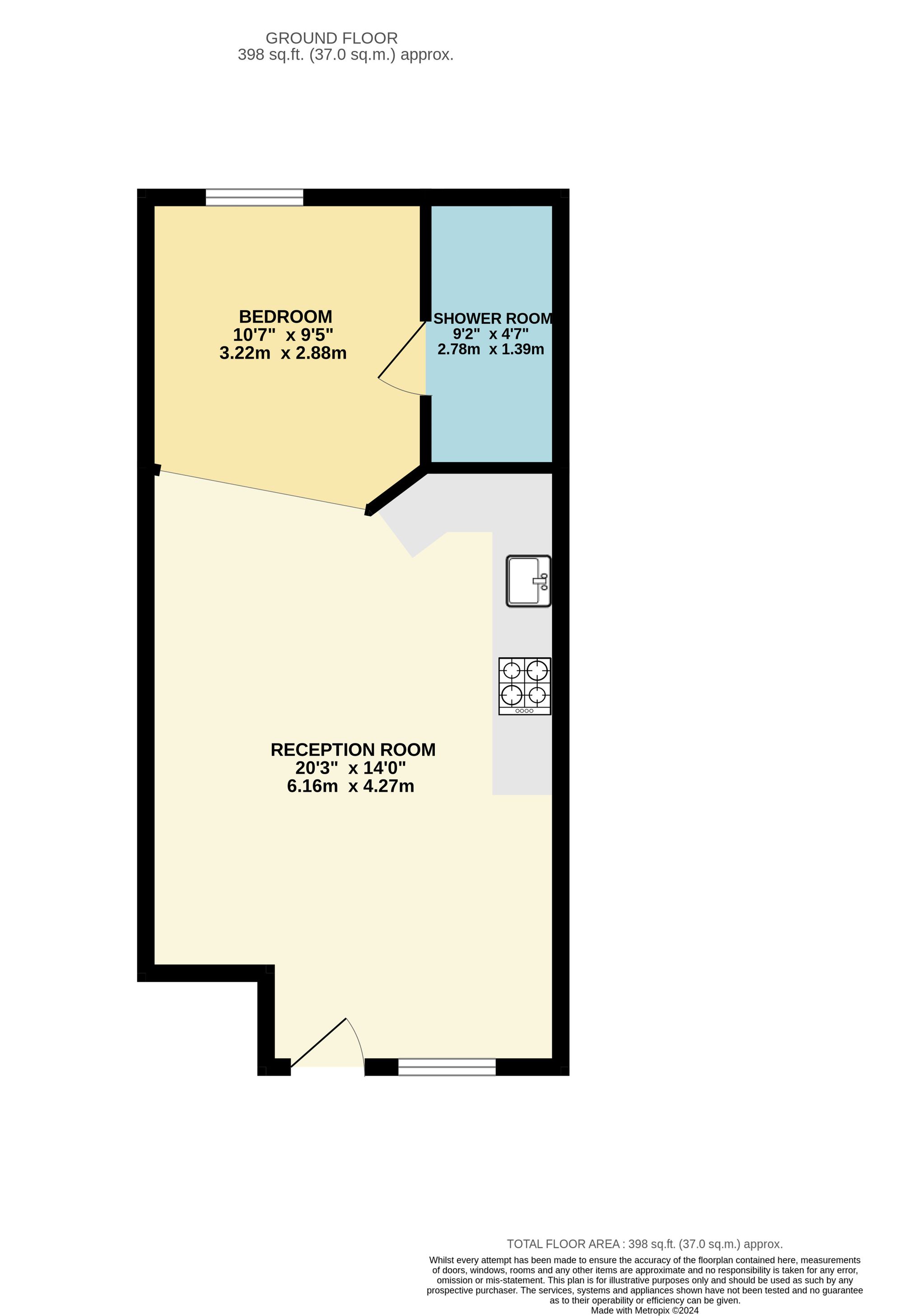 1 bed flat to rent in St. Augustine Street, Taunton, TA1 - Property floorplan