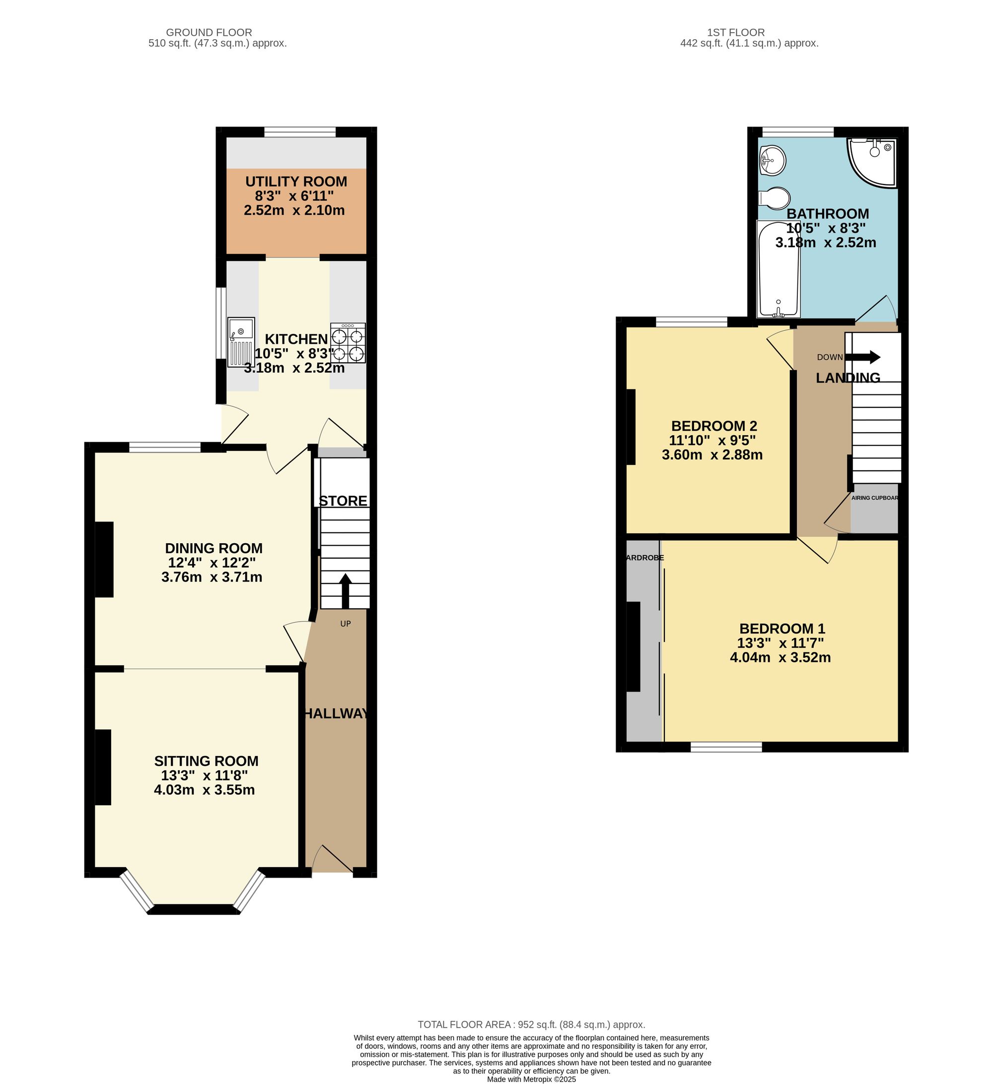 2 bed house to rent in Eastleigh Road, Taunton, TA1 - Property floorplan
