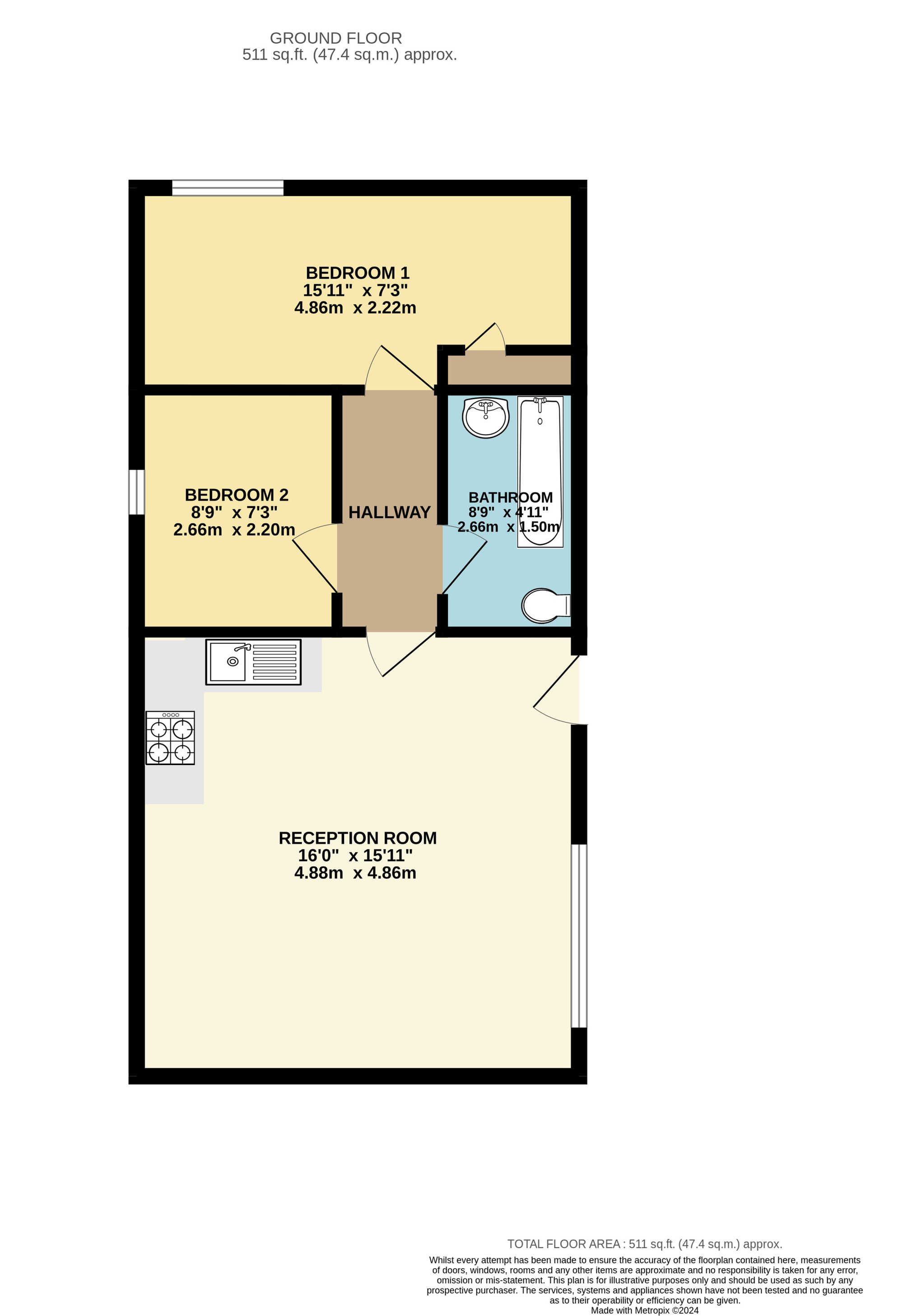 2 bed mews house to rent in The Hill, Langport - Property floorplan