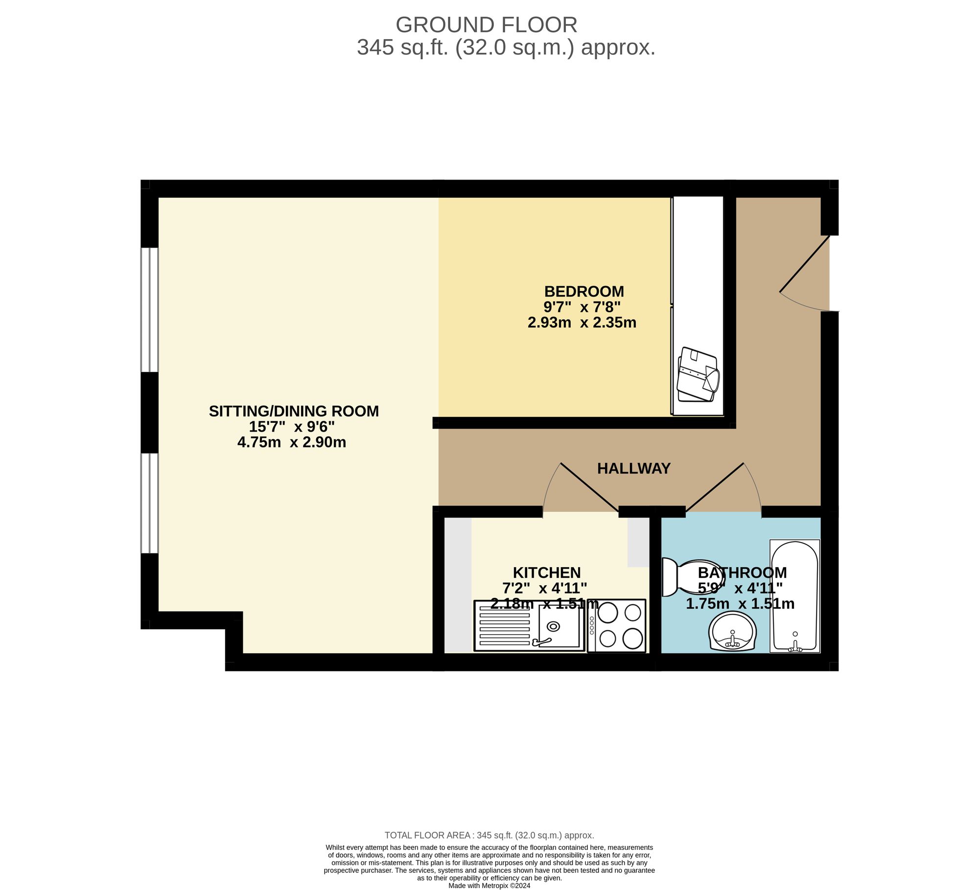 1 bed to rent in Mariners Close, Mariners Court Mariners Close, TA6 - Property floorplan