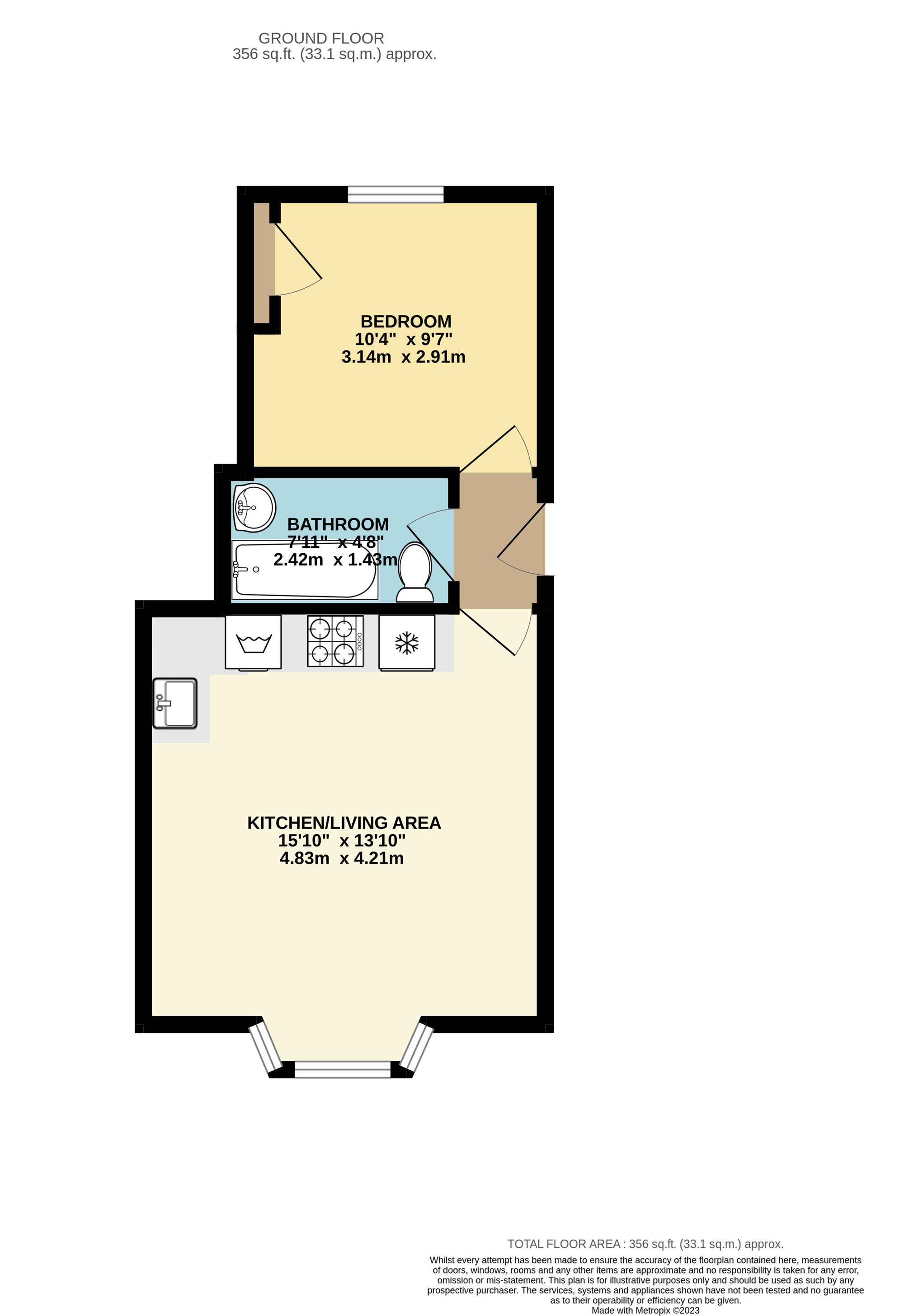 1 bed apartment to rent in Billet Street, Taunton - Property floorplan