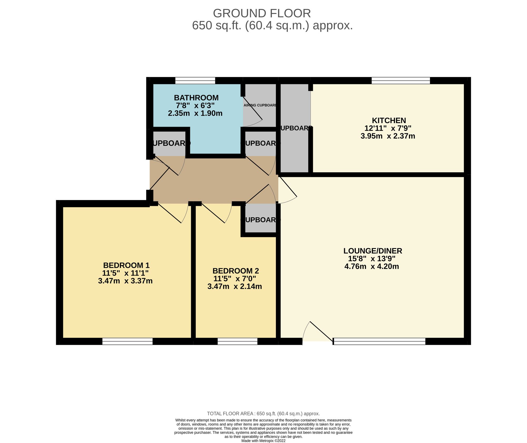 2 bed flat to rent in Bacon Drive, Taunton - Property floorplan