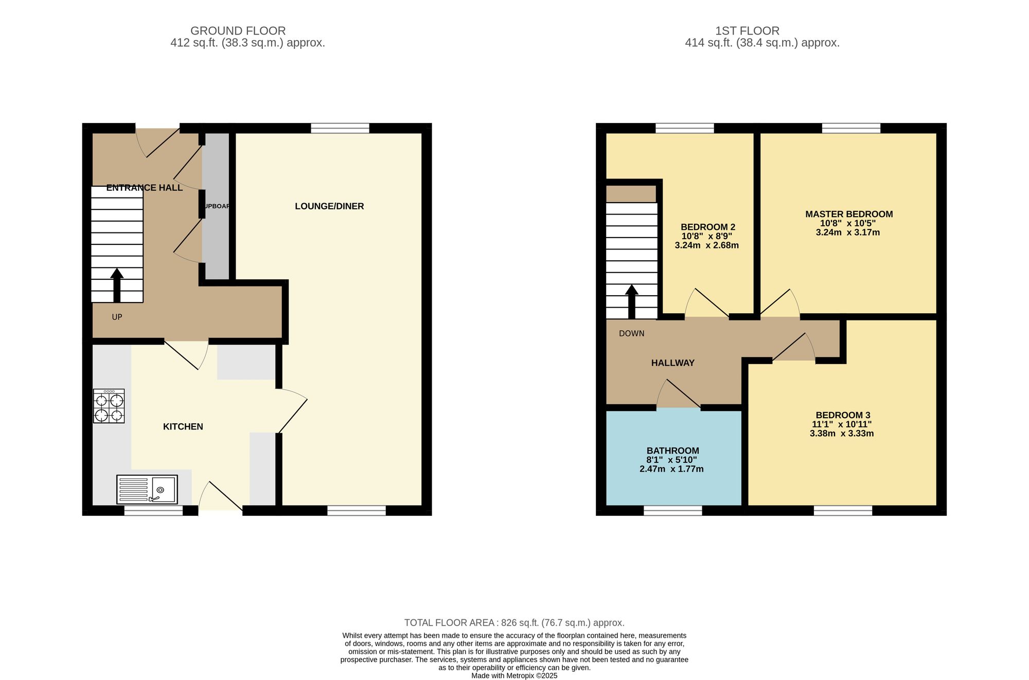 3 bed house to rent in Hazel Close, Taunton, TA1 - Property floorplan