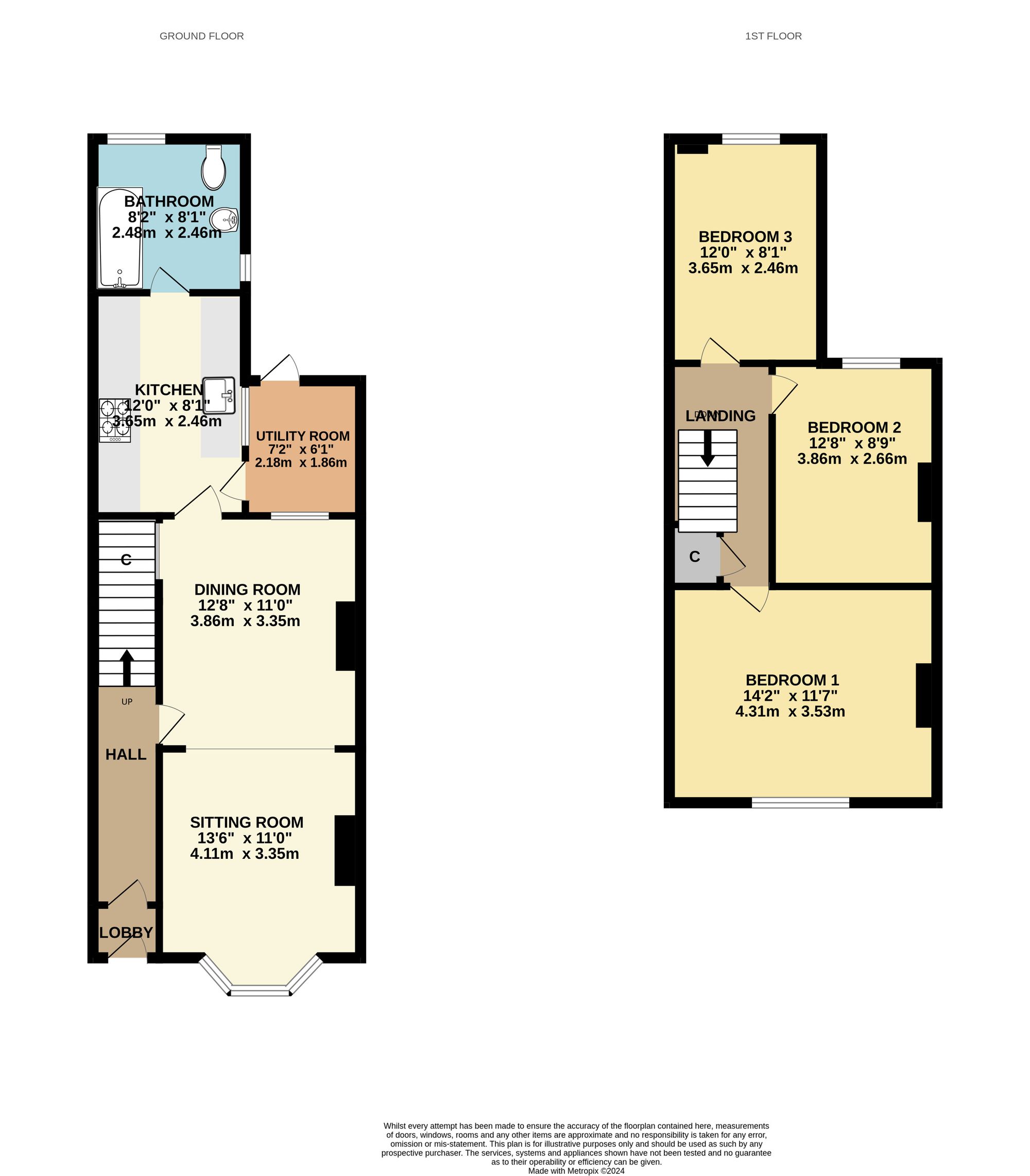 3 bed terraced house to rent in Maxwell Street, Taunton, TA2 - Property floorplan