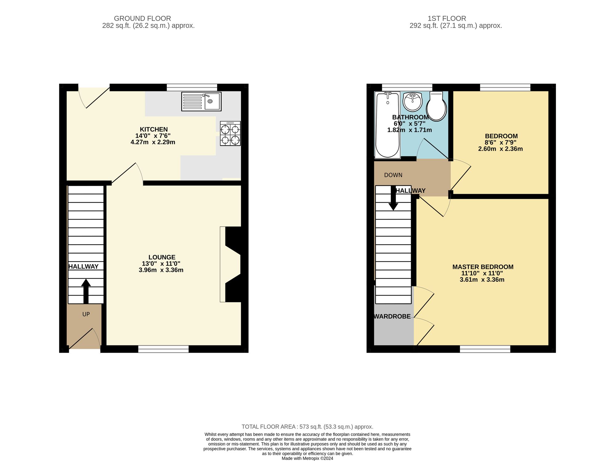 2 bed house to rent in Stembridge Way, Taunton - Property floorplan