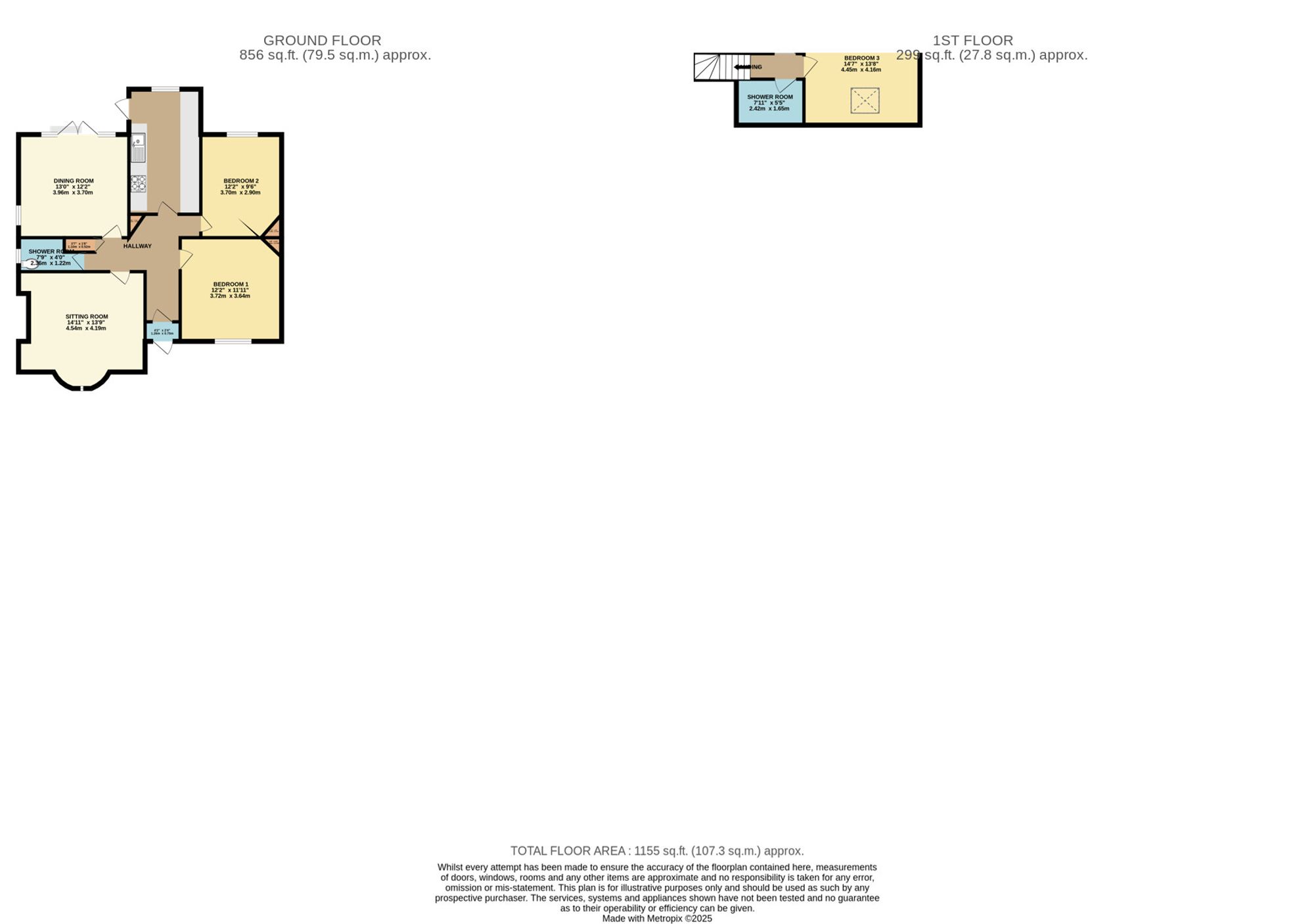 3 bed detached house to rent in Elms Close, Taunton, TA1 - Property floorplan