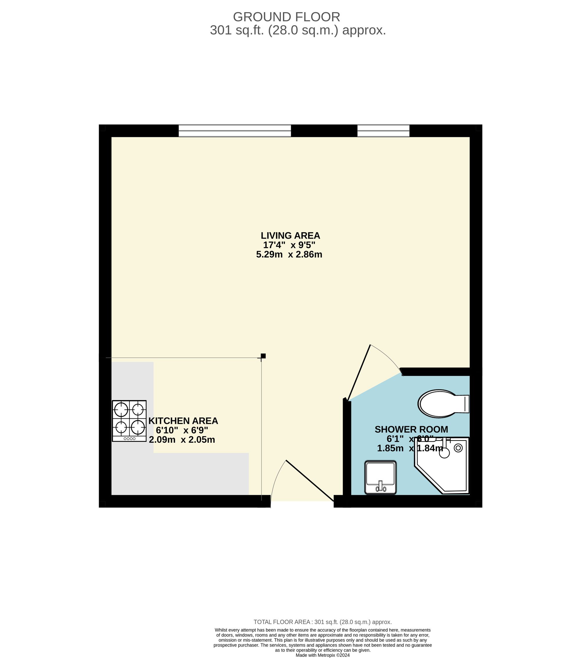 1 bed studio flat to rent in Corporation Street, Taunton, TA1 - Property floorplan