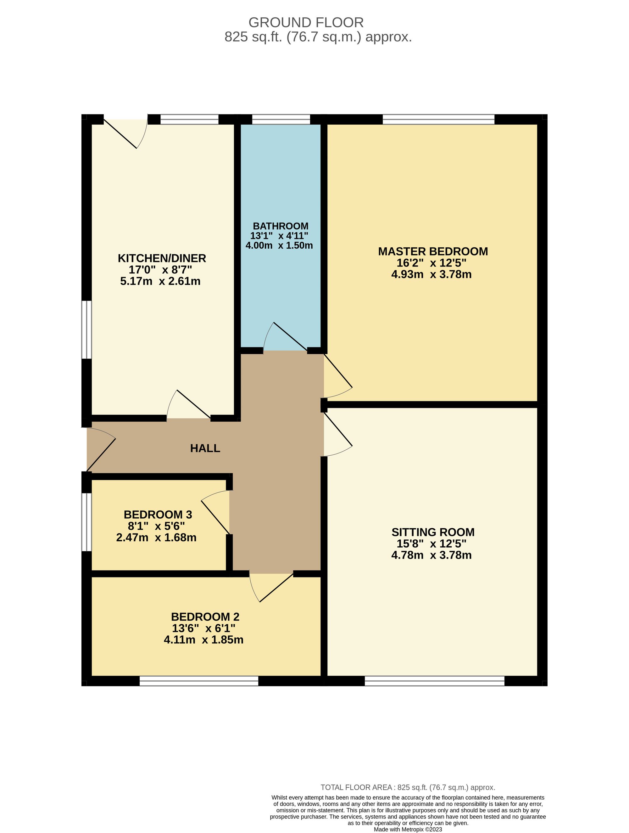 3 bed bungalow to rent in West Field Close, Taunton - Property floorplan