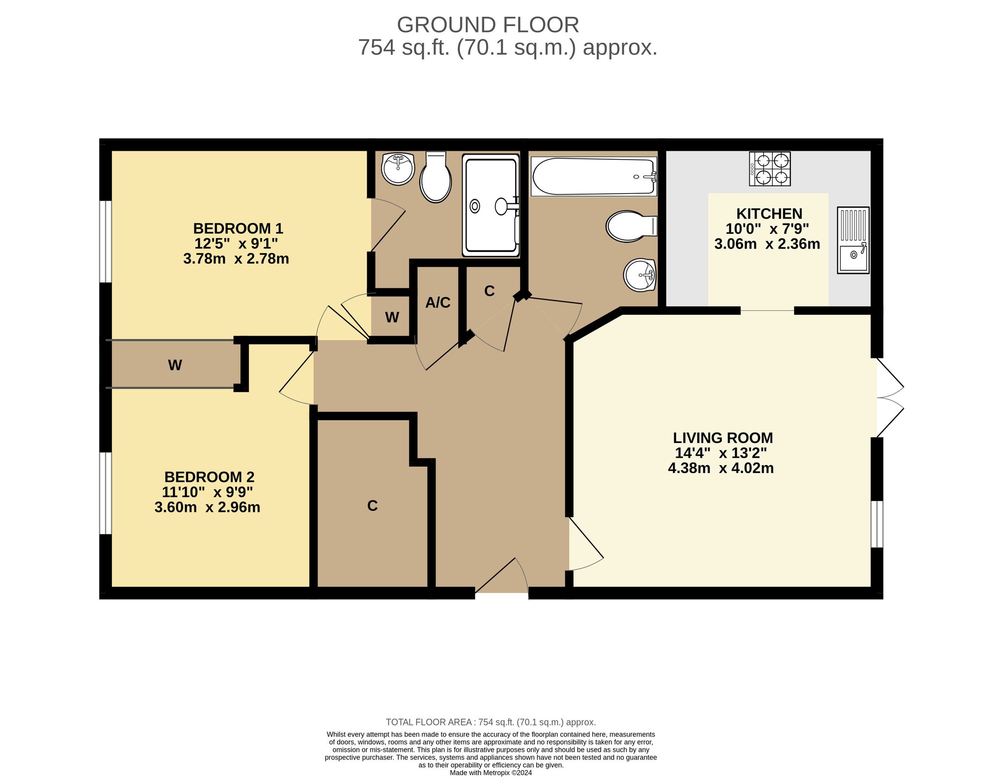 2 bed apartment to rent in Geoffrey Farrant Walk, Taunton - Property floorplan