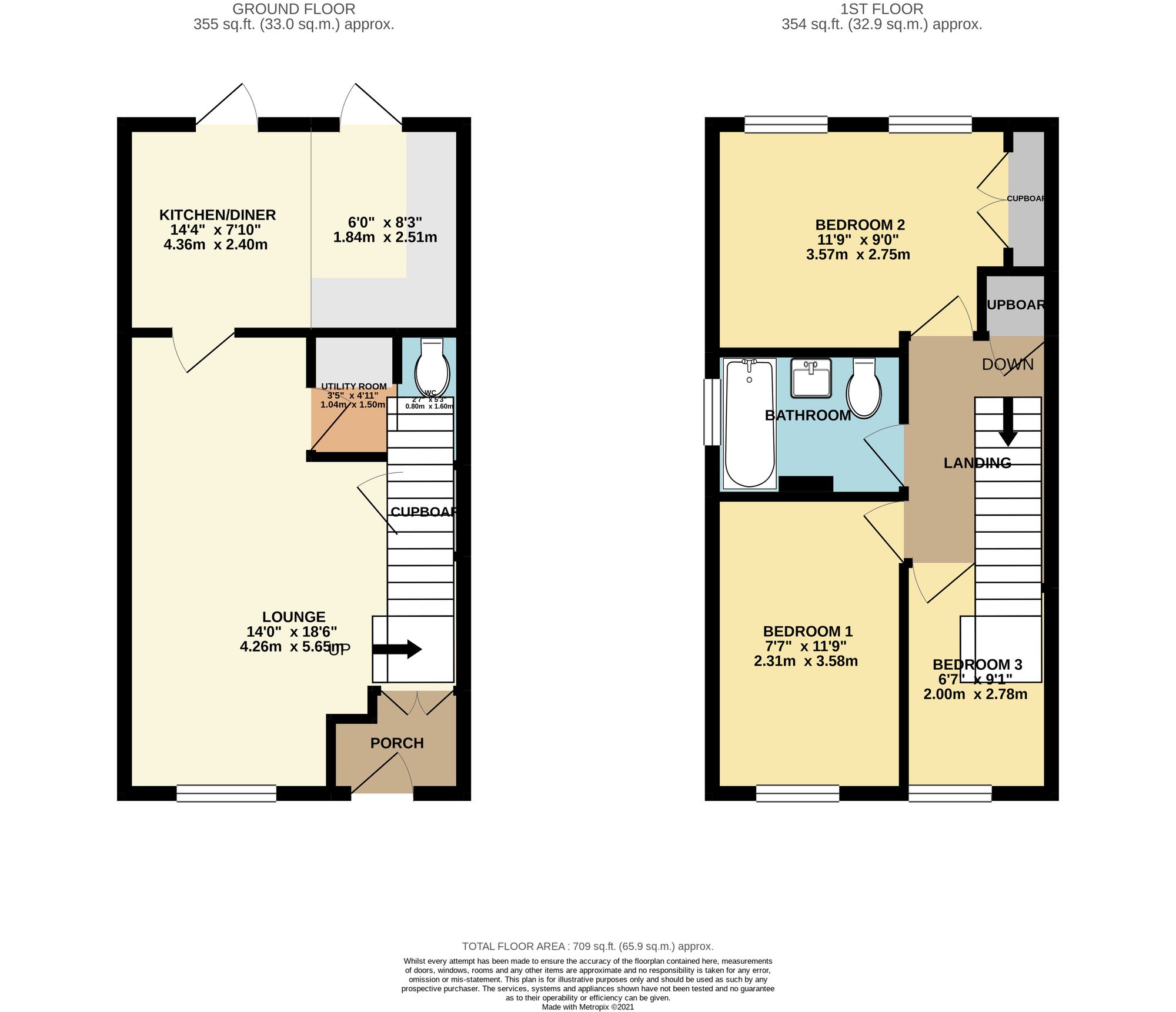 2 bed house to rent in Priory Avenue, Taunton - Property floorplan