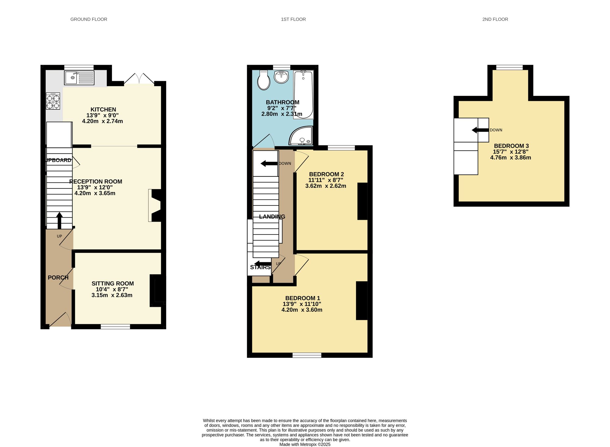 3 bed house to rent in Belgrave Place, Taunton, TA2 - Property floorplan