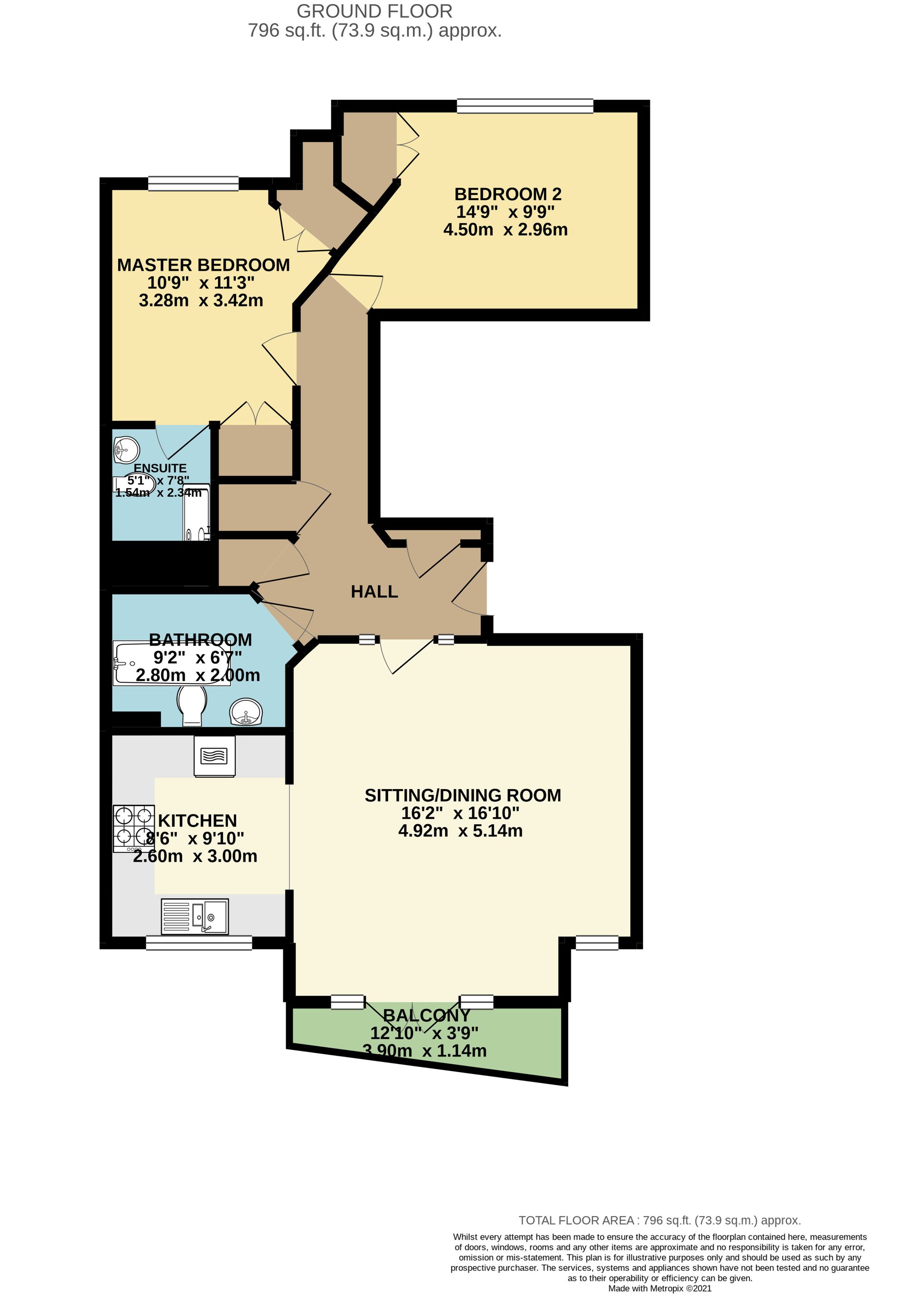 2 bed apartment to rent in Priory Avenue, Taunton - Property floorplan