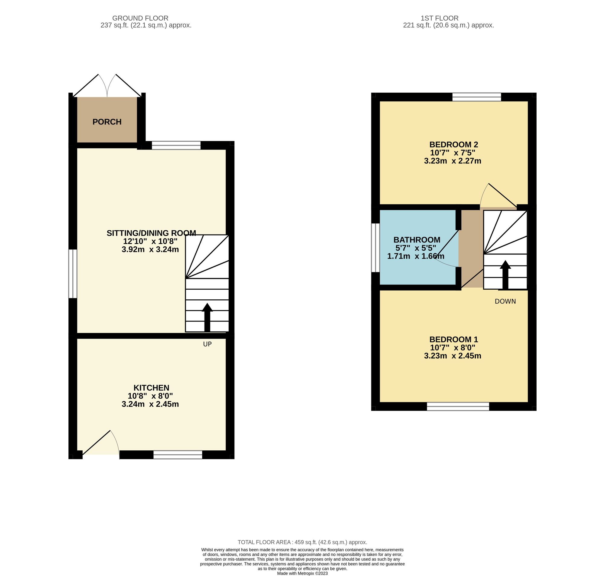 2 bed semi-detached house to rent in Norton Fitzwarren, Taunton - Property floorplan