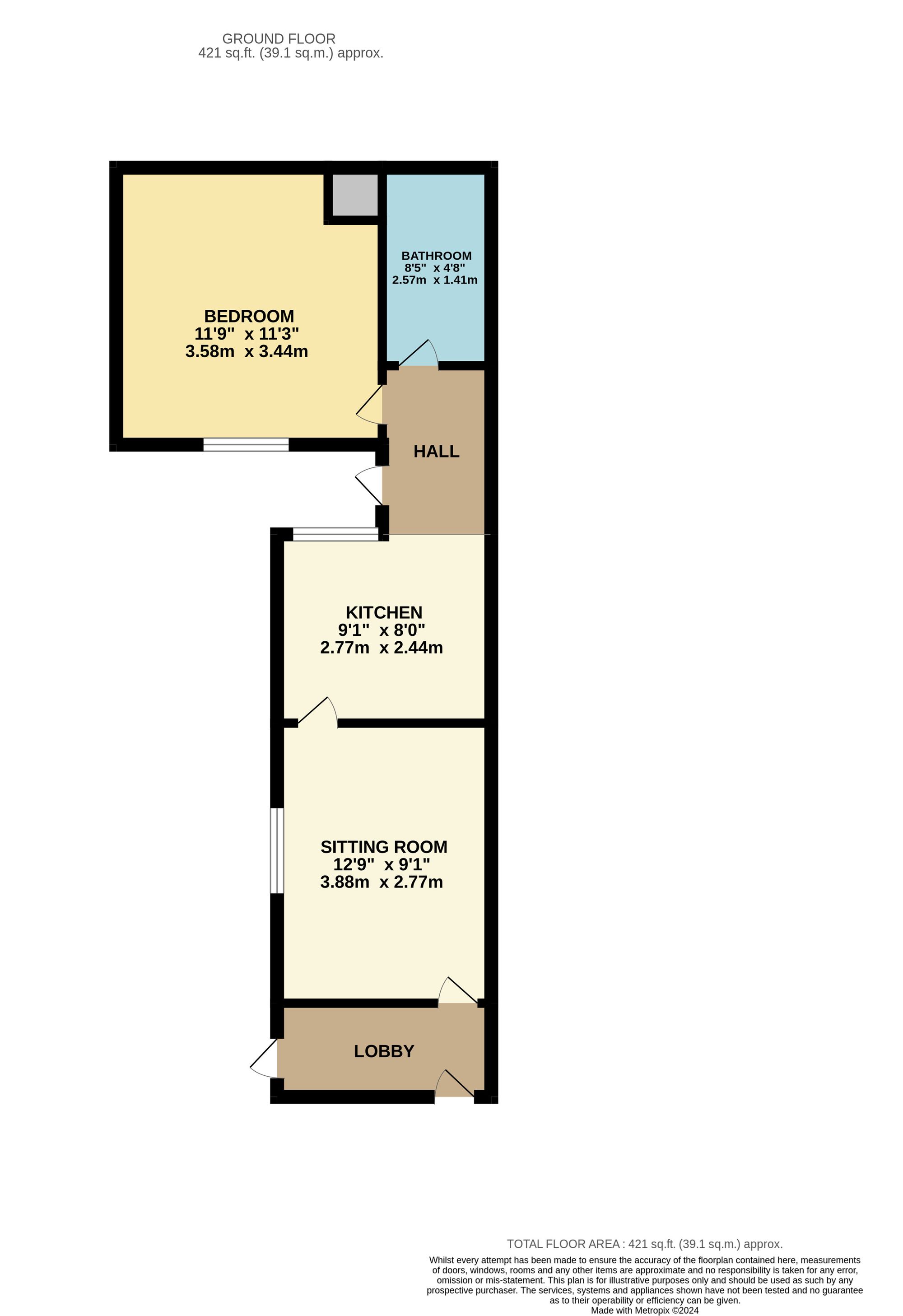 1 bed house to rent in Billet Street, Taunton - Property floorplan