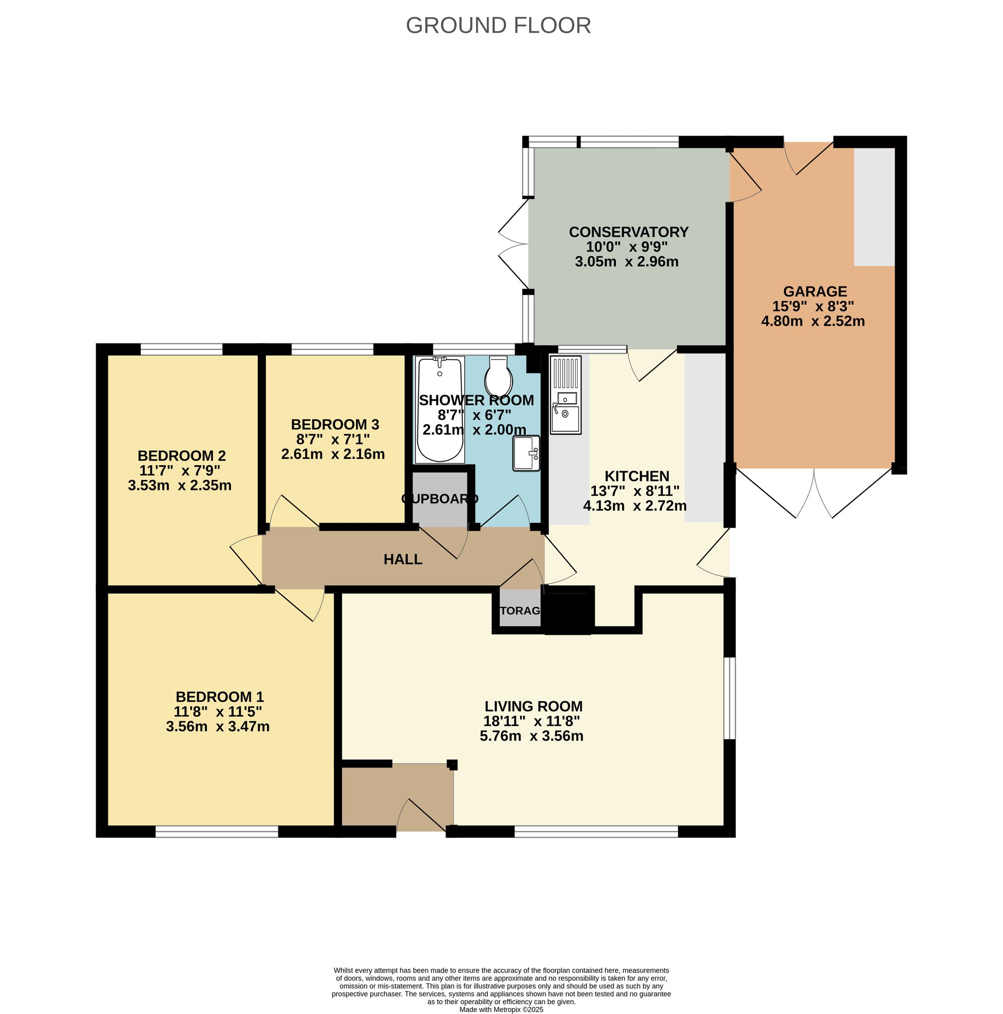 3 bed bungalow to rent in The Spinney, Taunton - Property floorplan