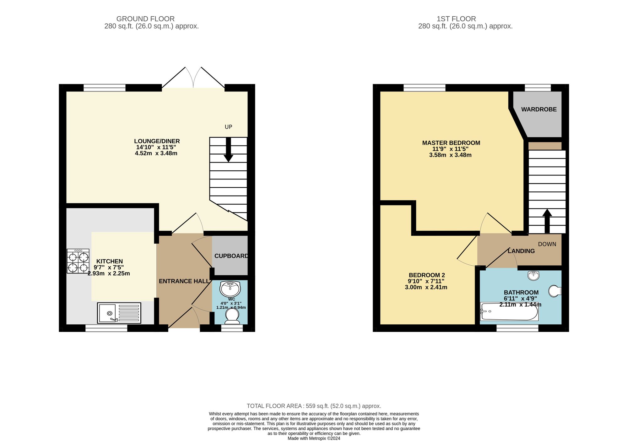 2 bed house to rent in Roys Place, Taunton - Property floorplan