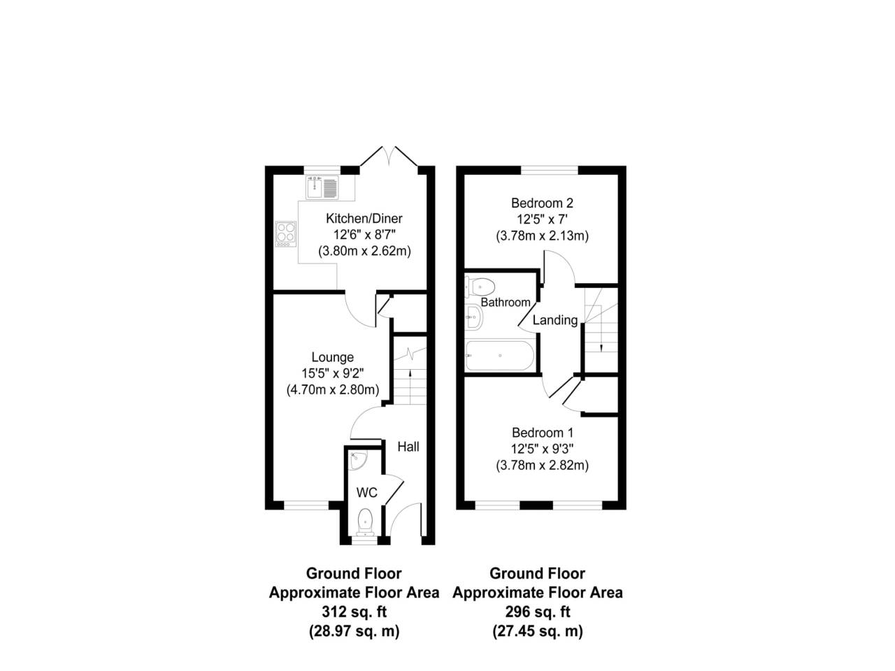 2 bed terraced house to rent in Myrtlebury Way, Exeter - Property floorplan