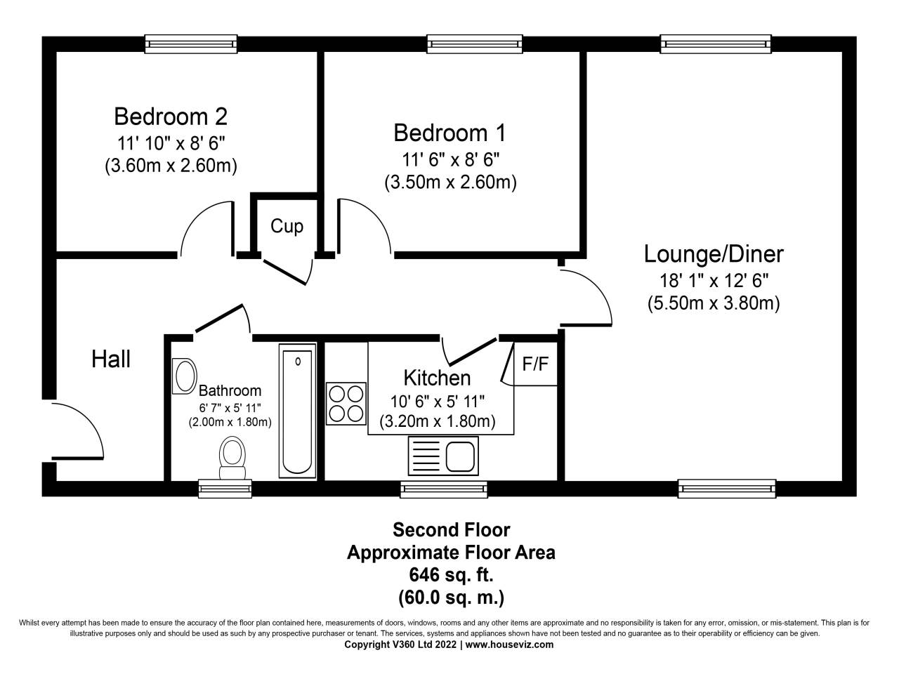 2 bed flat to rent in Royal Crescent, Exeter - Property floorplan