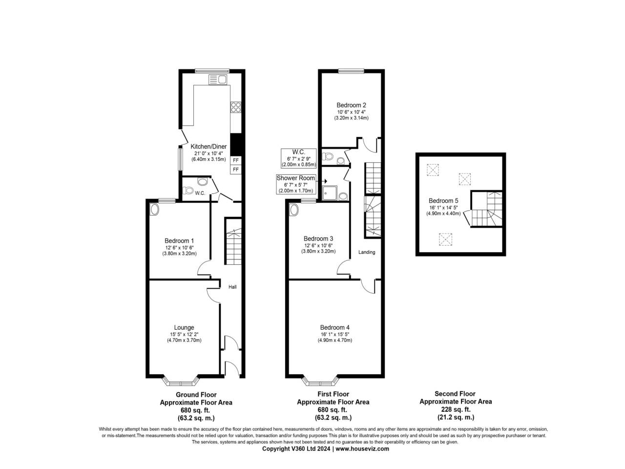 5 bed terraced house to rent in St Johns Road, Exeter - Property floorplan