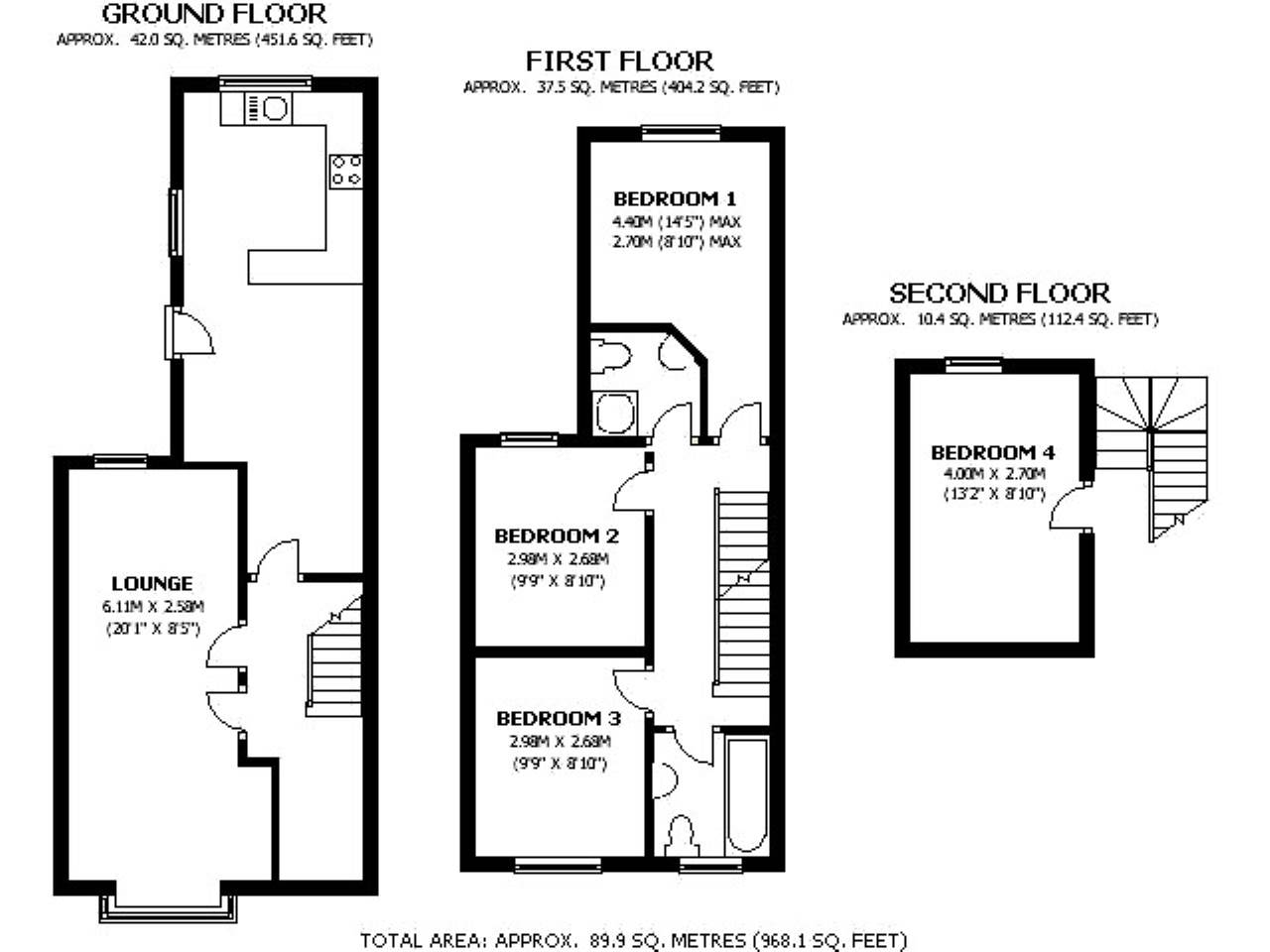 4 bed house to rent in Jesmond Road, Exeter - Property floorplan