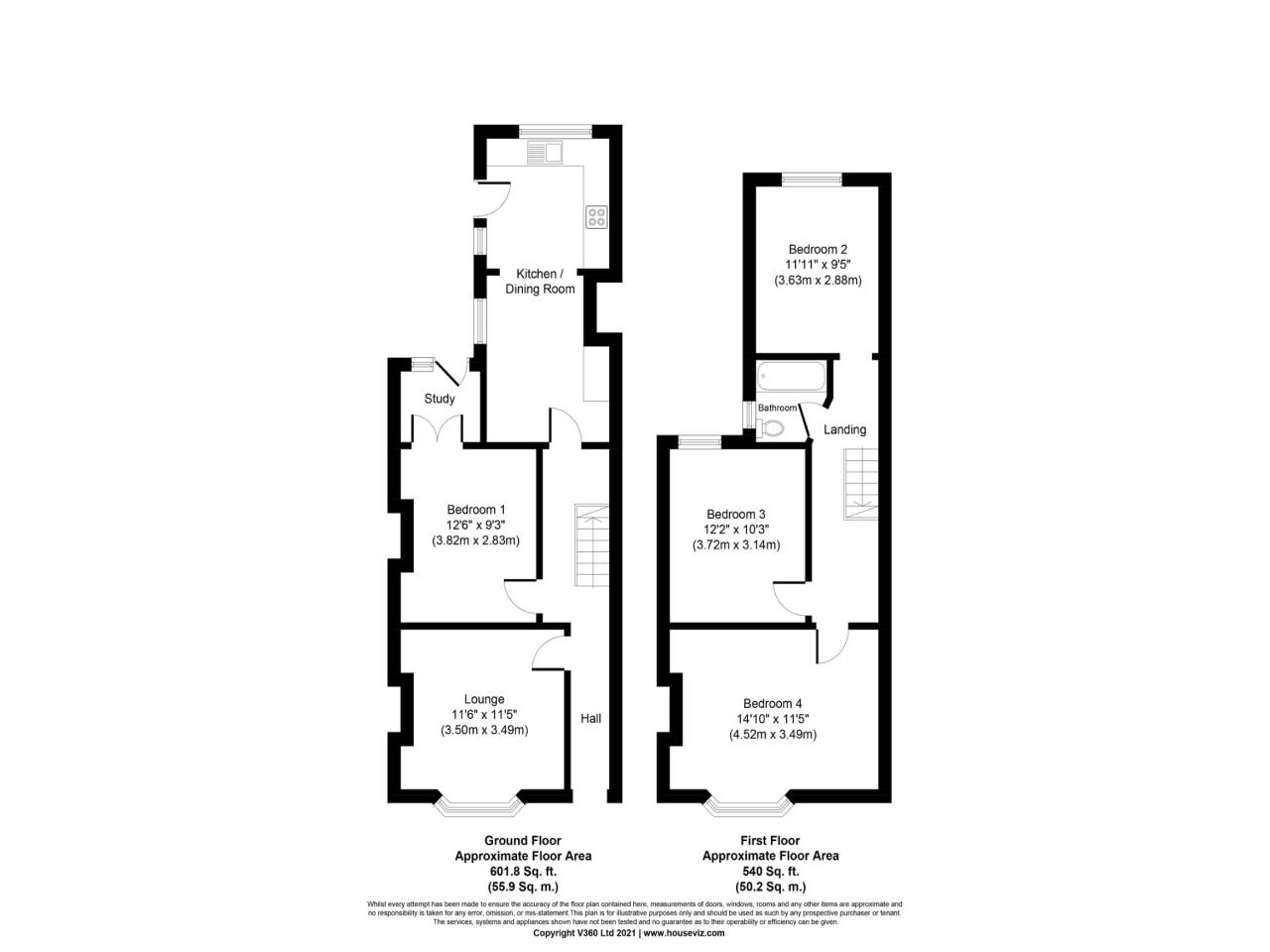 4 bed terraced house to rent in Monks Road, Exeter - Property floorplan