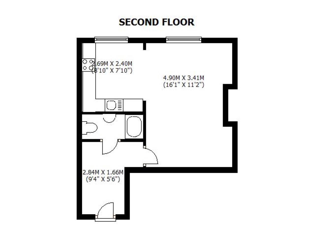 1 bed studio flat to rent in Old Tiverton Road, Exeter - Property floorplan