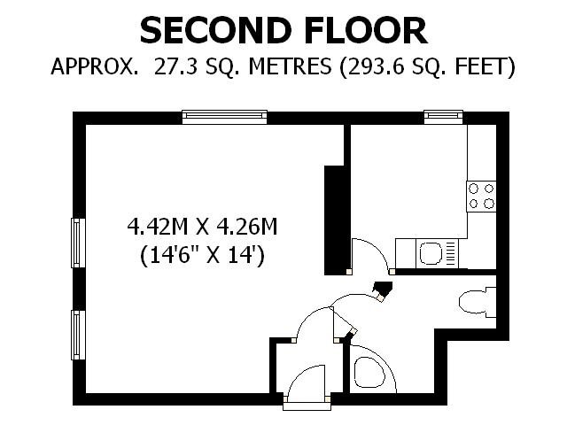 1 bed studio flat to rent in Old Tiverton Road, Exeter - Property floorplan