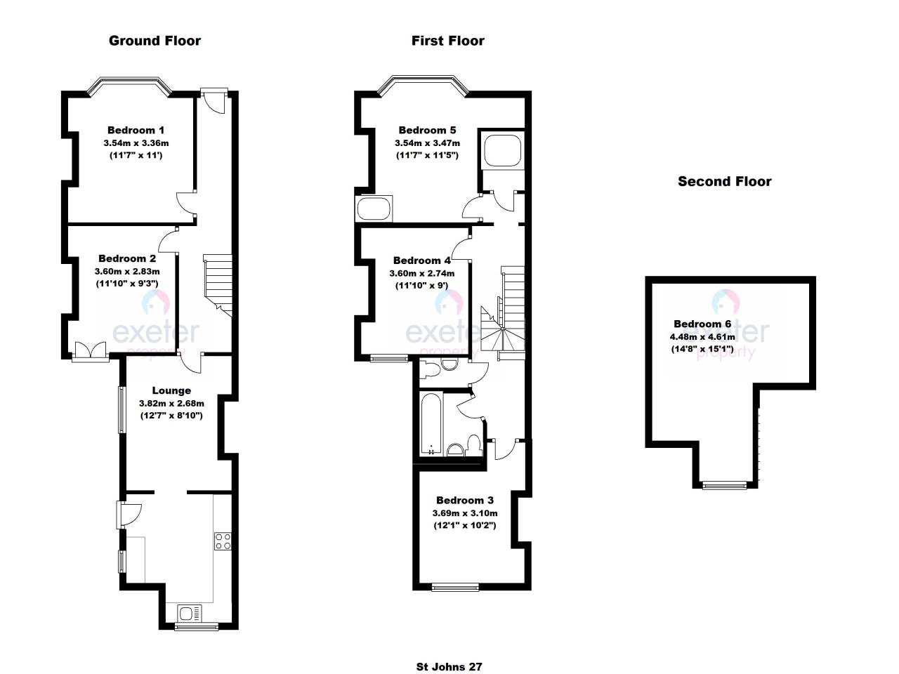 6 bed terraced house to rent in St Johns Road, Exeter - Property floorplan