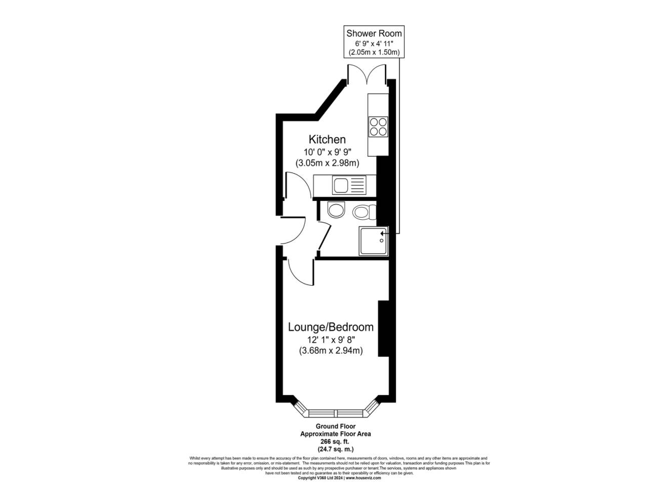 1 bed studio flat to rent in Union Road, Exeter - Property floorplan