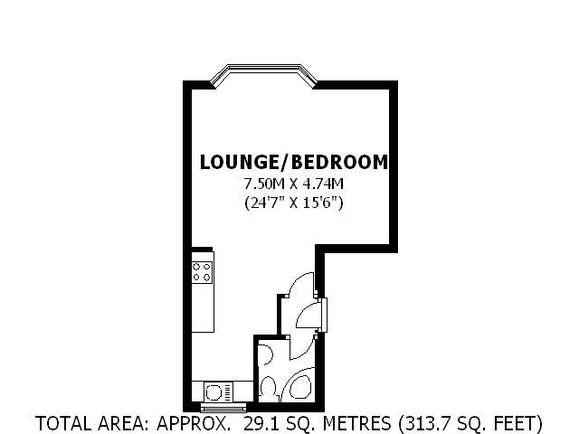 1 bed studio flat to rent in Union Road, Exeter - Property floorplan