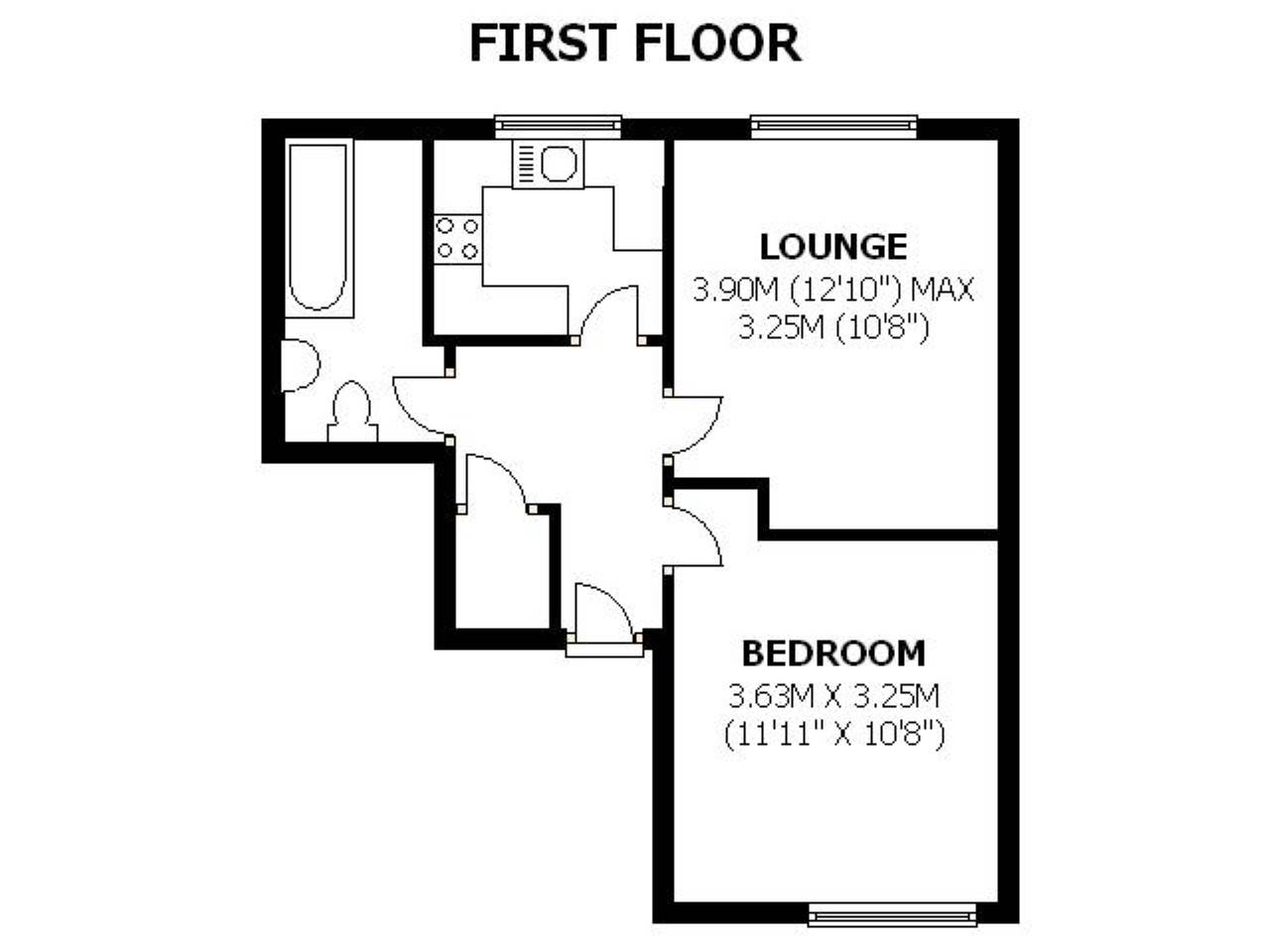 1 bed flat to rent in Alexandra House, Starcross - Property floorplan