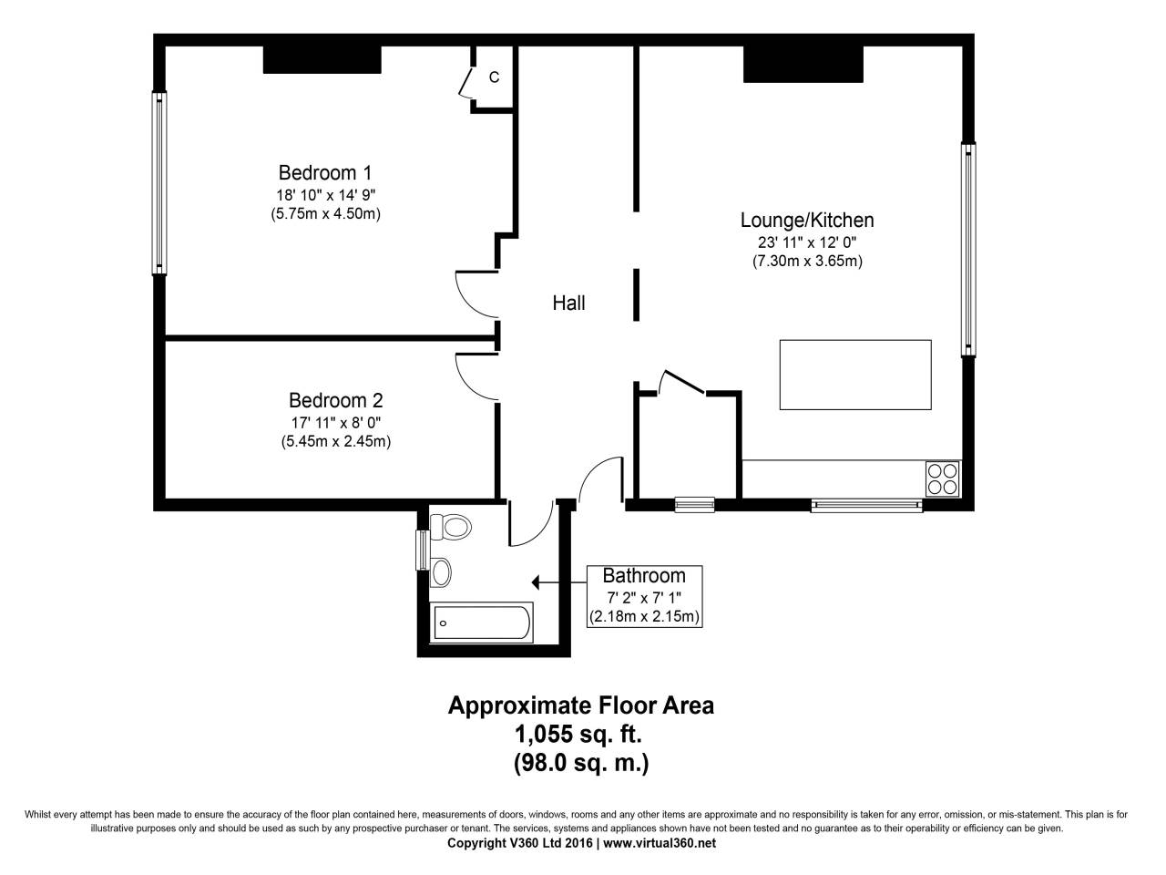 2 bed flat to rent in Victoria Park Road, Exeter - Property floorplan